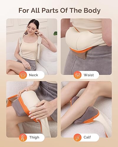 Miniatura 9 de AIRSEE Masajeador Shiatsu inalámbrico de cuello y hombros con calor, batería de más de 200 minutos, cabeza de flor de ciruelo mejorada 2025 para