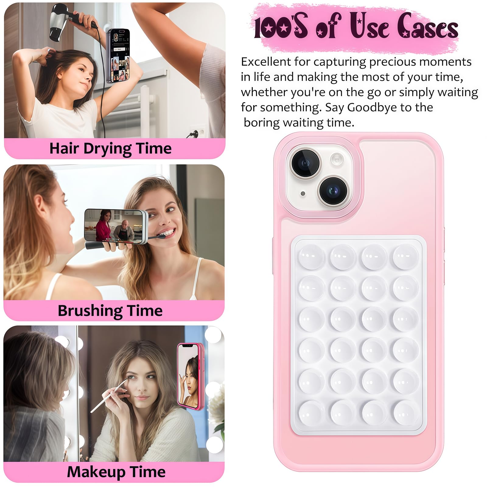 LvShuLiangPin Silikonowy uchwyt na telefon z przyssawką, silikonowy samoprzylepny uchwyt na telefon do smartfonów, bez użycia rąk, lustro prysznicowe, uchwyt na telefon do selfie, filmy Tiktok