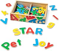Melissa & Doug Wooden Alphabet Magnets - 52 Uppercase & Lowercase Letters in Storage Box for Preschool Learning