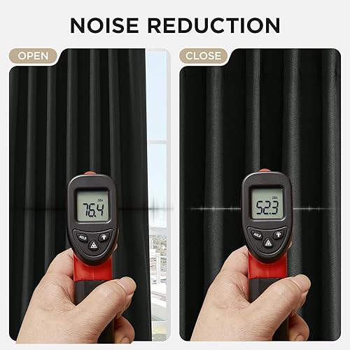 Miniatura 7 de Joydeco Cortinas opacas negras de 84 pulgadas de largo, cortinas opacas de lino 100% para dormitorio, bolsillo para barra y pestañas traseras,