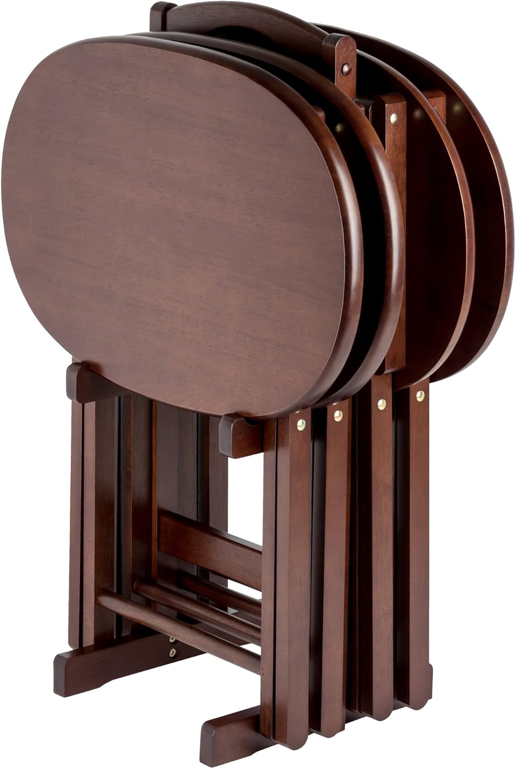 Winsome Nathan Set of 4 Foldable Snack Tables with Storage Rack, Easy to Store Portable Fold Up Table Set for Kitchen, Living Room TV Dining, Crafts, Puzzles, Work From Home