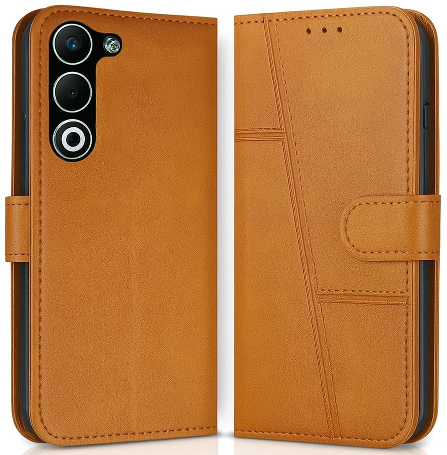 Image of Compatible for Oppo K13X 5G / Oppo A5 5G Flip Cover Leather Finish | Inside TPU with Card Pockets | Wallet Stand | Complete Protection Flip Case