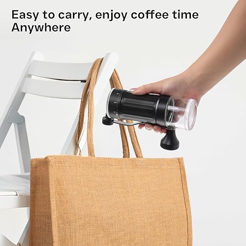 Miniatura 6 de Mini molinillo de café manual, 40 ajustes ajustables, molinillo de mano portátil con capacidad de 1.06 oz, rebaba cónica para expreso, verter,