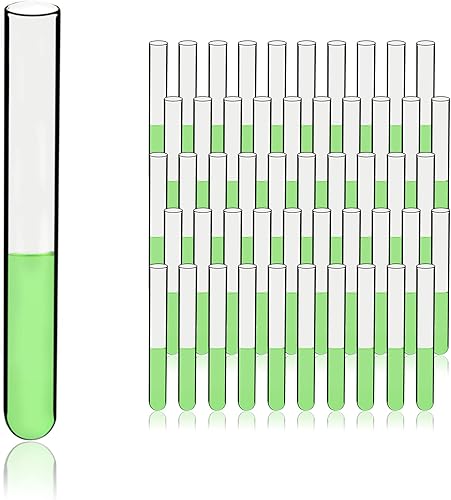 Utile 50pcs de tubos de ensayo de vidrio cilíndricos lisos, Vol.0.5 fl oz, 0.630x4.921 in, material de vidrio de borosilicato medio, 4004.0129.50
