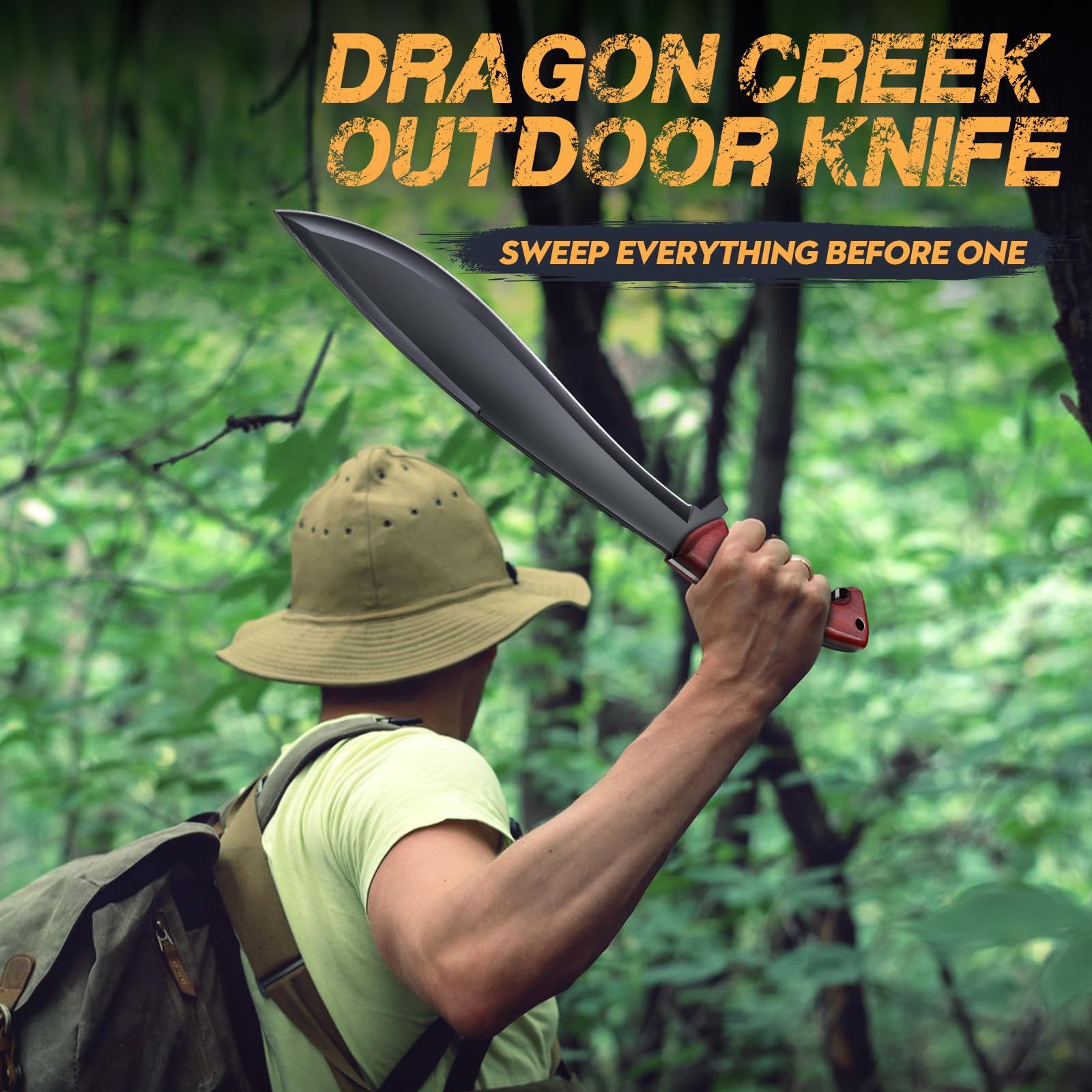 Dragon Creek Großes Outdoor Messer Full Tang Jagdmesser Survival Messer D2 Stahl Buschmesser geeignet für jegliche Bushcraft & Outdoor Aktivitäten Geschenke für Männer