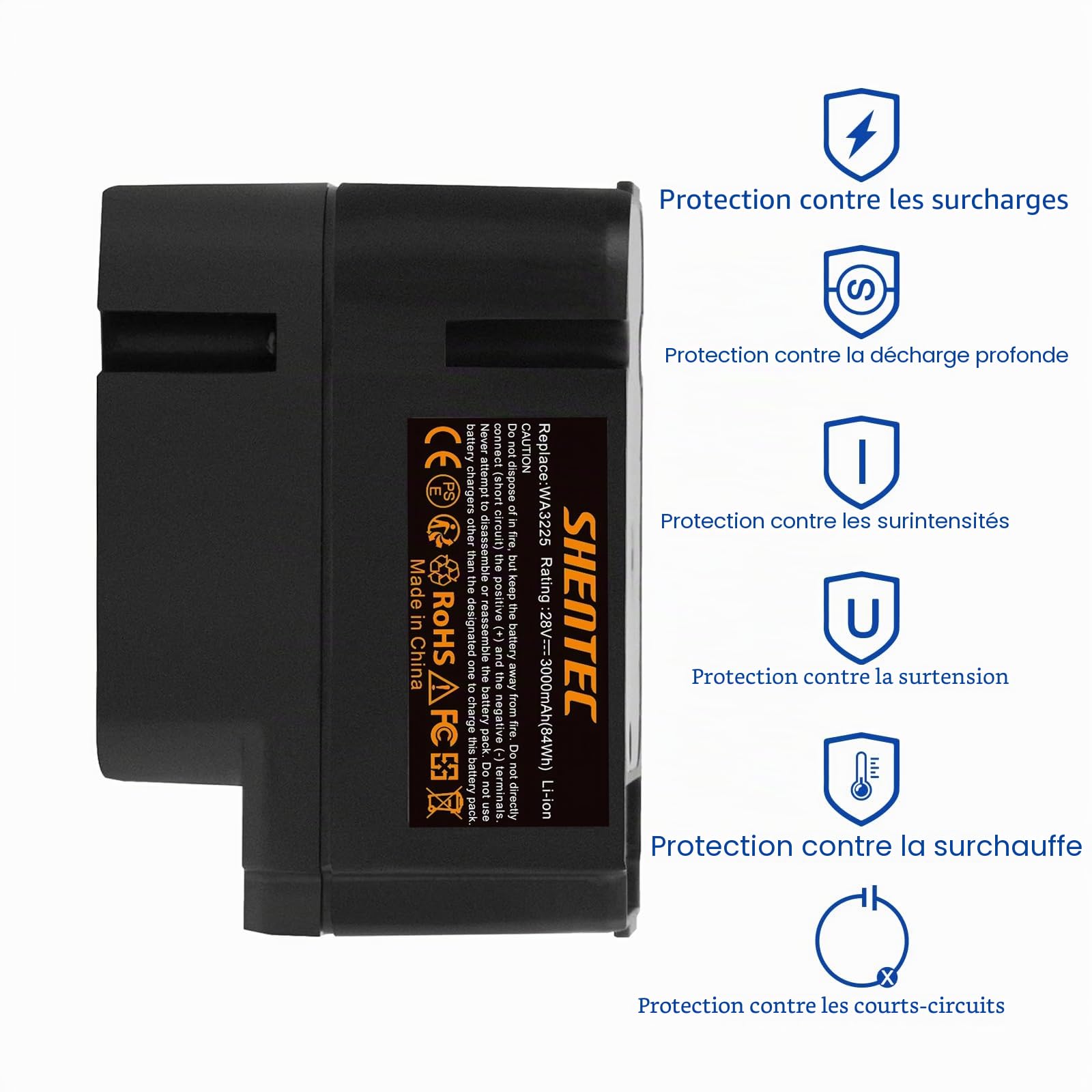 28V 3000mAh Li-ION Compatible avec WA3225 WA3565 L1500i WG798E M500B WG755E M800 WG790E WG794E WG794EDC Landroid M1000 WG791E.1 M1000 00i WG. 796E.1 M500 WG754E M800