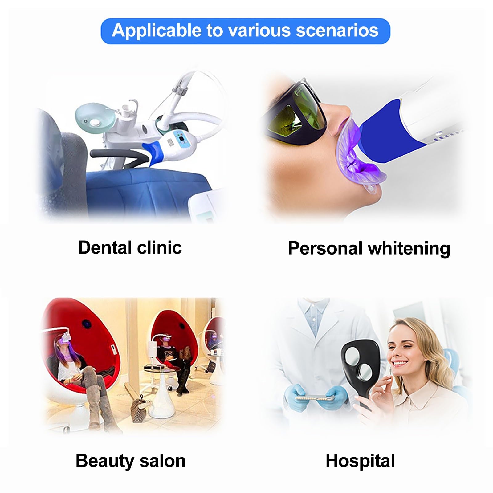 Lampada Sbiancante per Denti a 3 Colori con Luce LED, Lampada Sbiancante Mobile per Denti