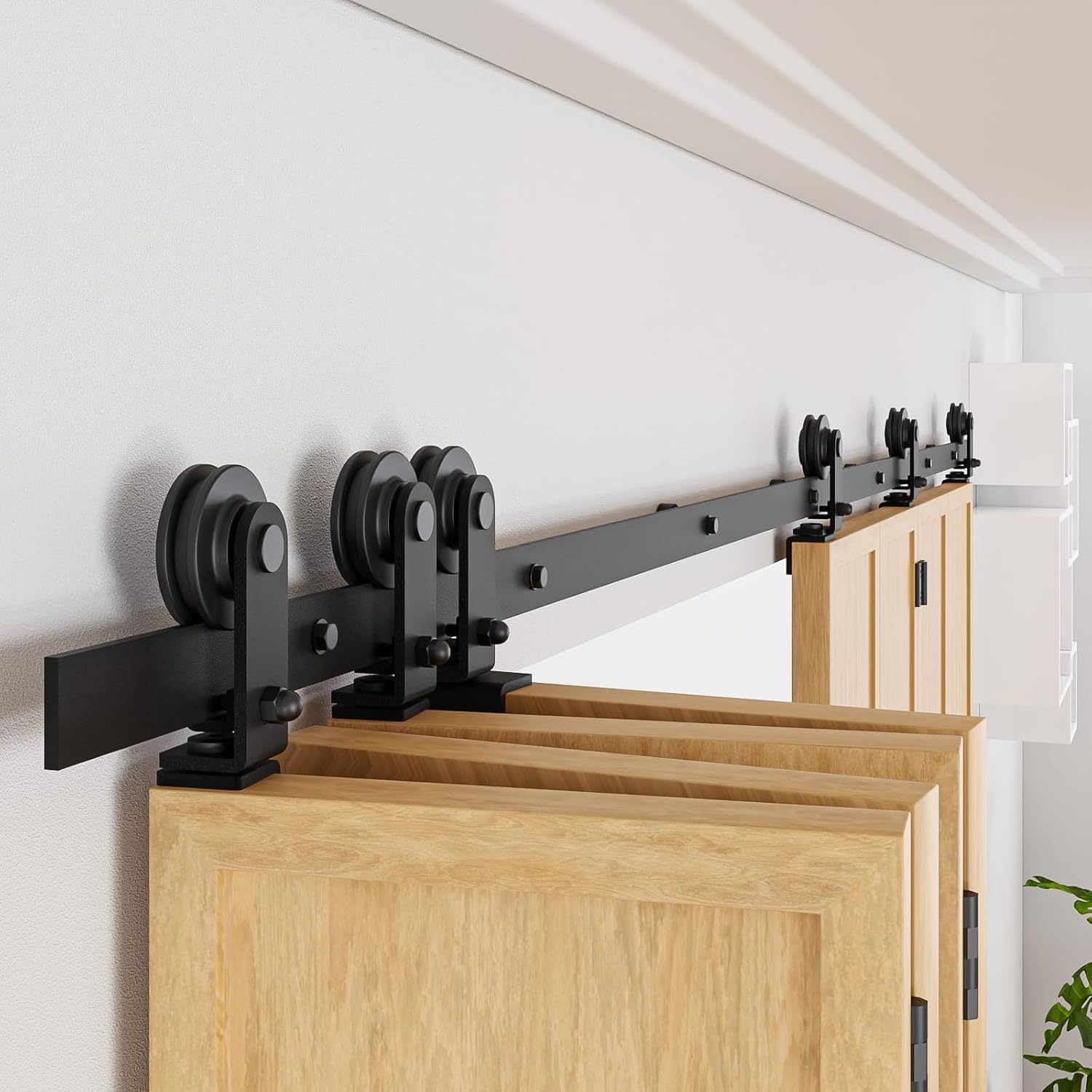 BONIKLUBA 96" BiFolding Barn Door Hardware Track Kit Suitable for 8