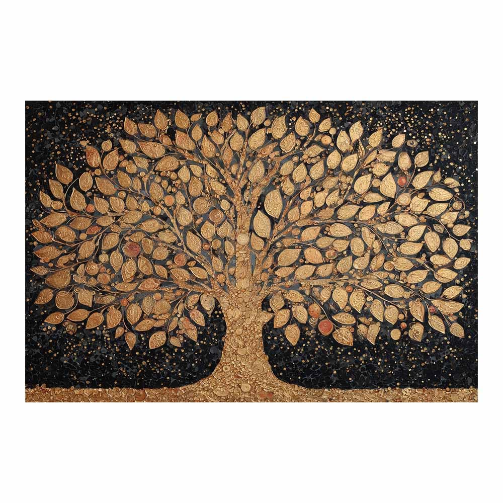 ZAMAEIU Tree of life wall decor Intricately inlaid trees On Canvas Prints Poster Pictures for Living Room Bedroom Home Office Wall Decoration(brown)-80x120cm Unframed