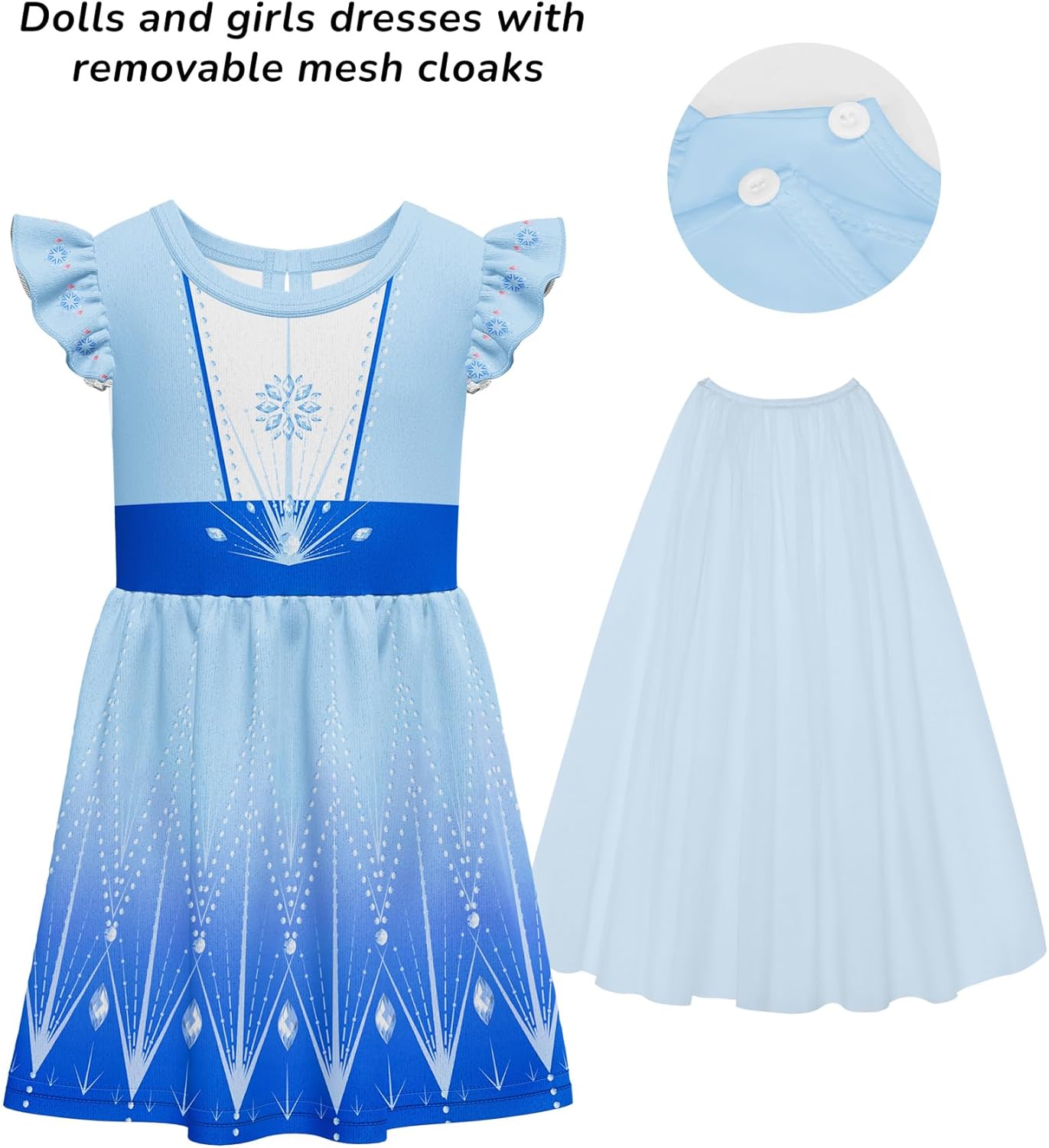 LQSZ Doll and Girl Matching Princess Dress Outfits for Girls and 18" Matching Doll and Girl Clothes - Image 4