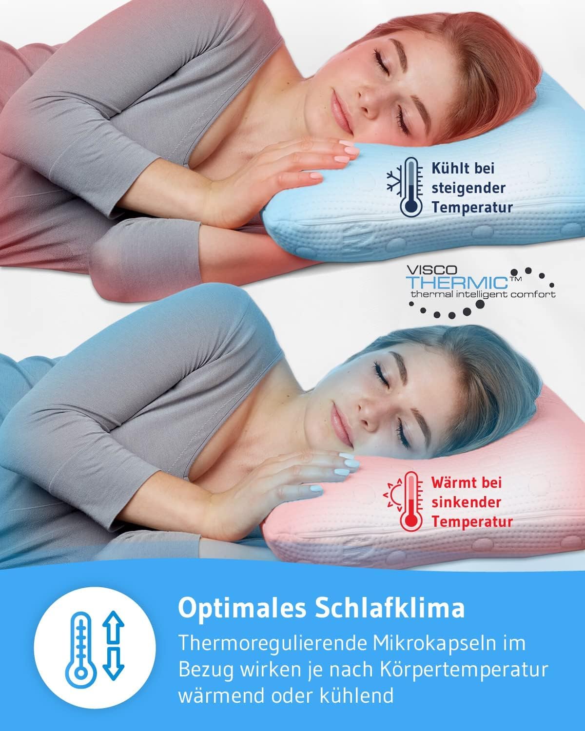 Hoofdkussen maBELLA | Orthopedisch neksteunkussen voor huidverzorging met probiotica in SKIN overtrek/Aromatherapie dankzij kern met Ylang Yang | Zijslaapkussen/gezondheidskussen/hwk-nekkussen