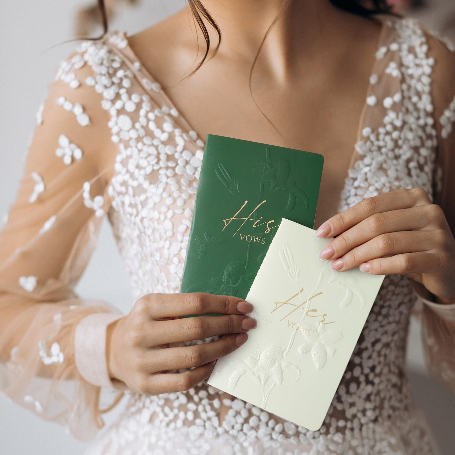 molekaus Gelübdebücher für Hochzeit, Hochzeitsgeschenk für Braut und Bräutigam, Gelübde, Buch für Sie und Ihn mit 28 Seiten, 14 x 8,9 cm, Hochzeits-Notizbuch mit vergoldeter Schrift, 2 Stück