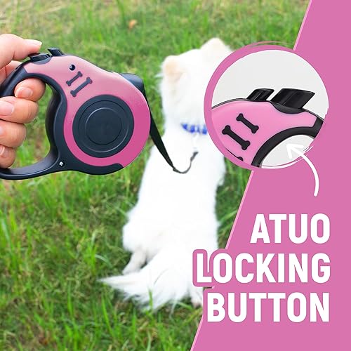 Miniatura 2 de LIEVUIKEN Correa retráctil para perro, cinta telescópica automática para perros, cinta para mascotas de 1016 pies, duradera y cómoda, con mango