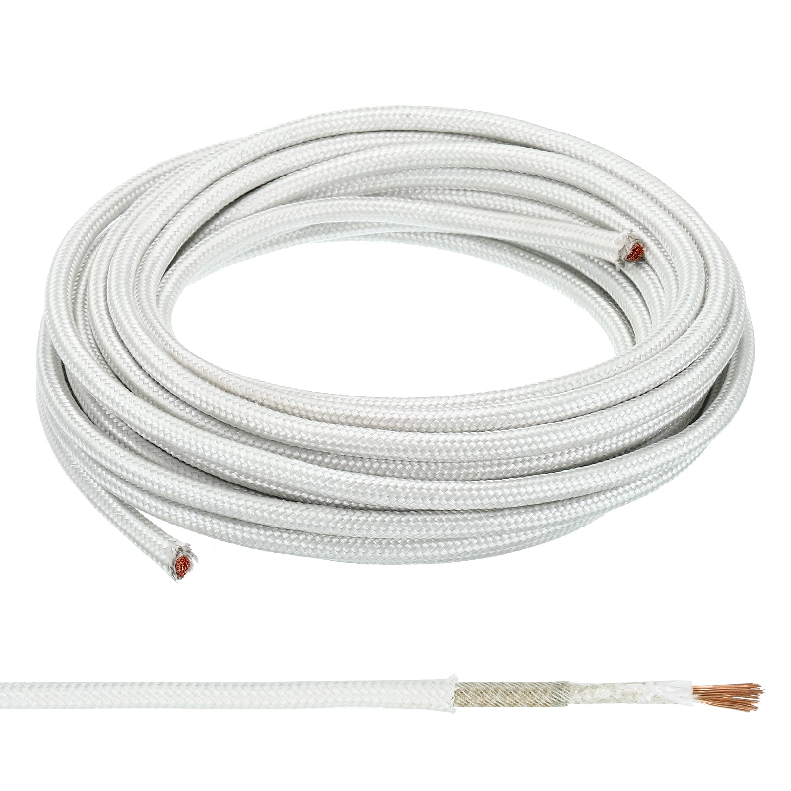 PATIKIL 26,3 ft 7AWG Hochtemperaturdraht, -60-350 Grad Celsius Mica Glasfaser Elektronikdraht isoliert hitzebeständiges flexibles Kabel für Lampe Boiler Heizung, Weiß