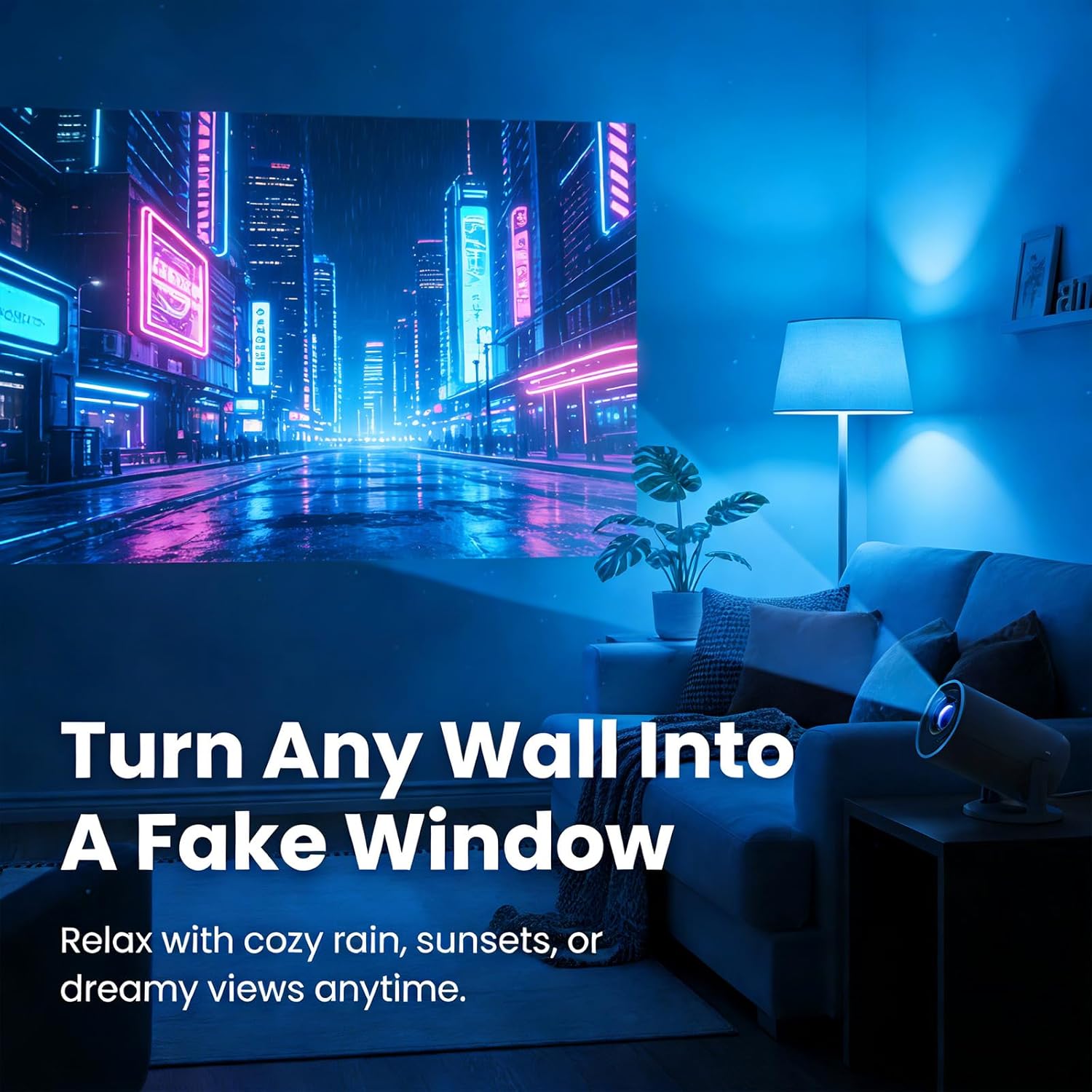 Projector, Lumi Beam Portable Projector, Mini Wall Movie Projector for Bedroom, Pocket-Sized 180° Rotation, Auto Keystone, Window Scenes & Large-Screen Viewing (1 pcs)