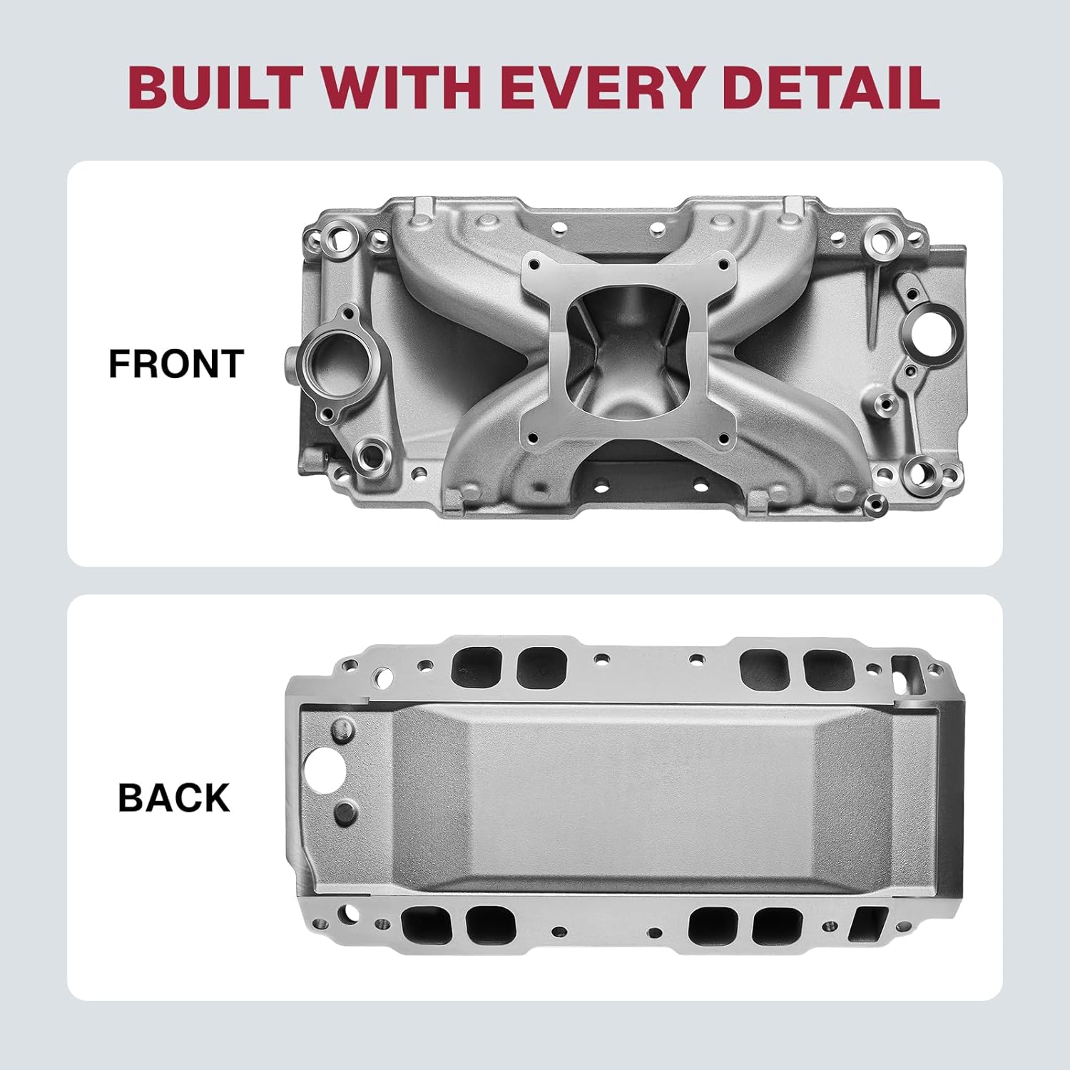 3037 2904 Intake Manifold Aluminum Performance Single Plane Air-Gap Compatible with Chevy Big Block Victor Jr. 454-R Oval Port 1965-2000 BBC 396 402 427 454 V8 Engine, Silver