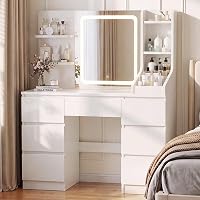 JUMMICO Toeletta da Trucco con Specchio LED Regolabile – Postazione Trucco Moderna