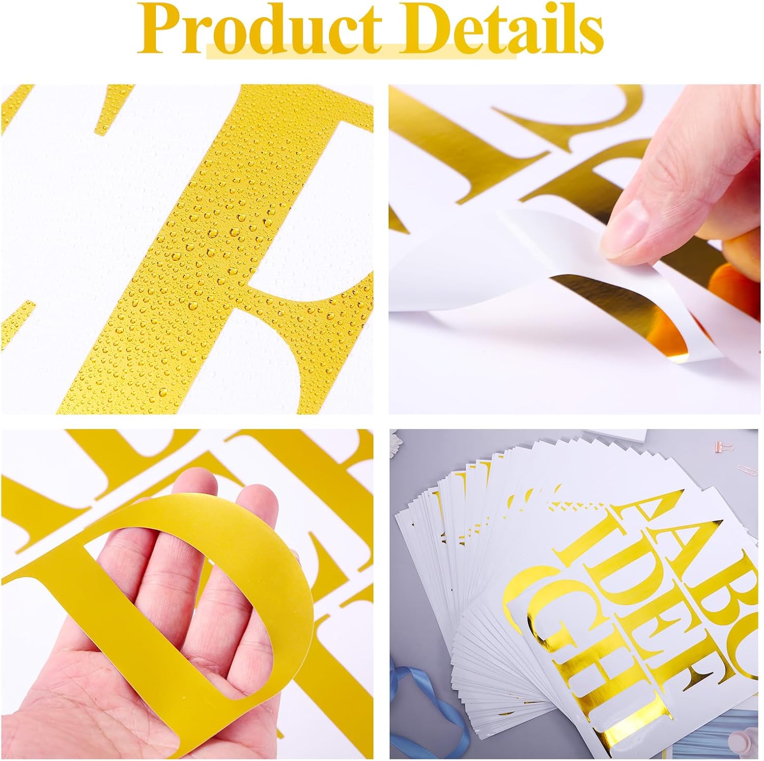 TaoBary 8 Sets 536 Pcs Vinyl Letter Number Stickers Alphabet Large Self Adhesive Mailbox Number Waterproof Stickers for Sign Door Business Address Decor(4 Inch,Mirror Gold)