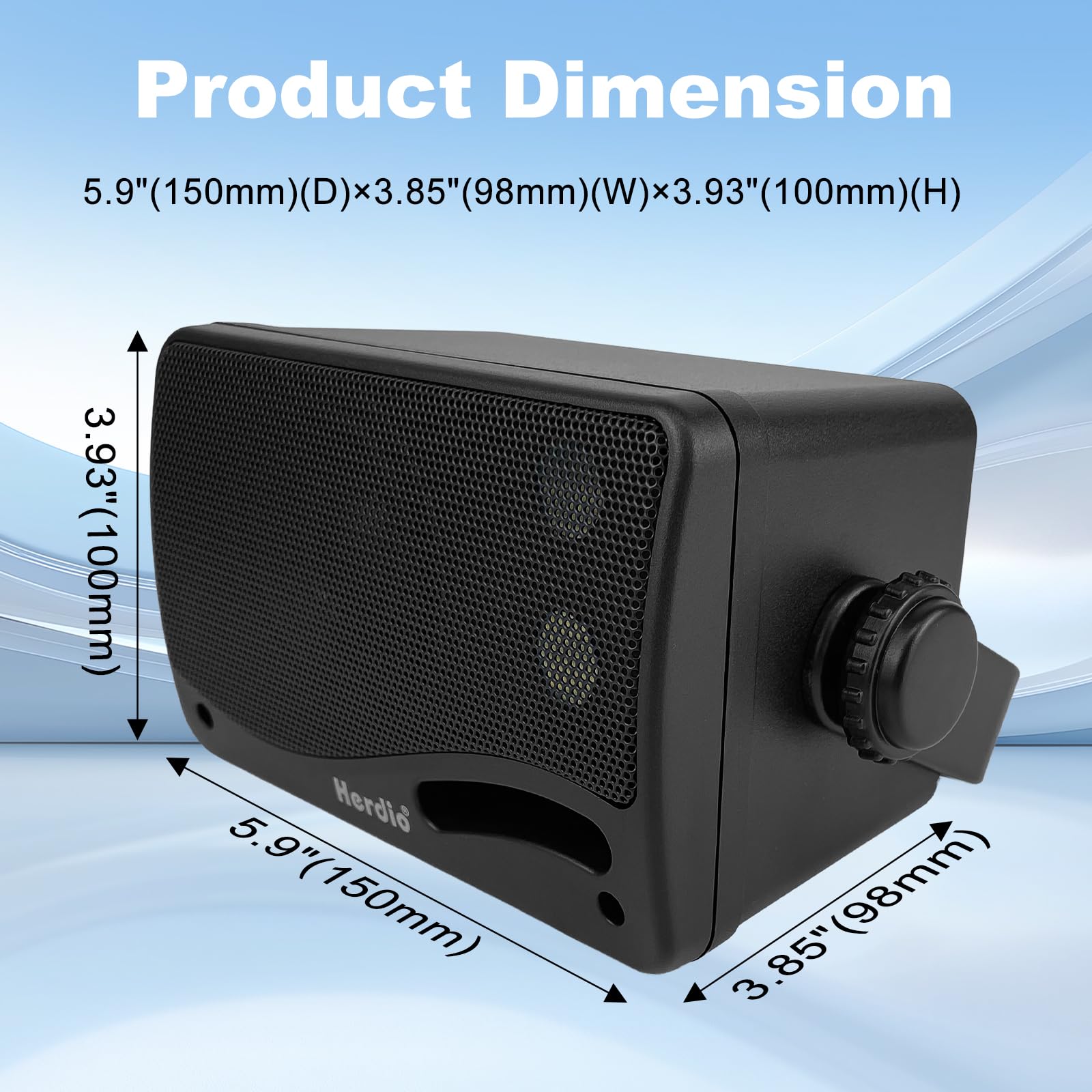 Herdio Altoparlanti Bluetooth 8 pollici Impermeabili Nero