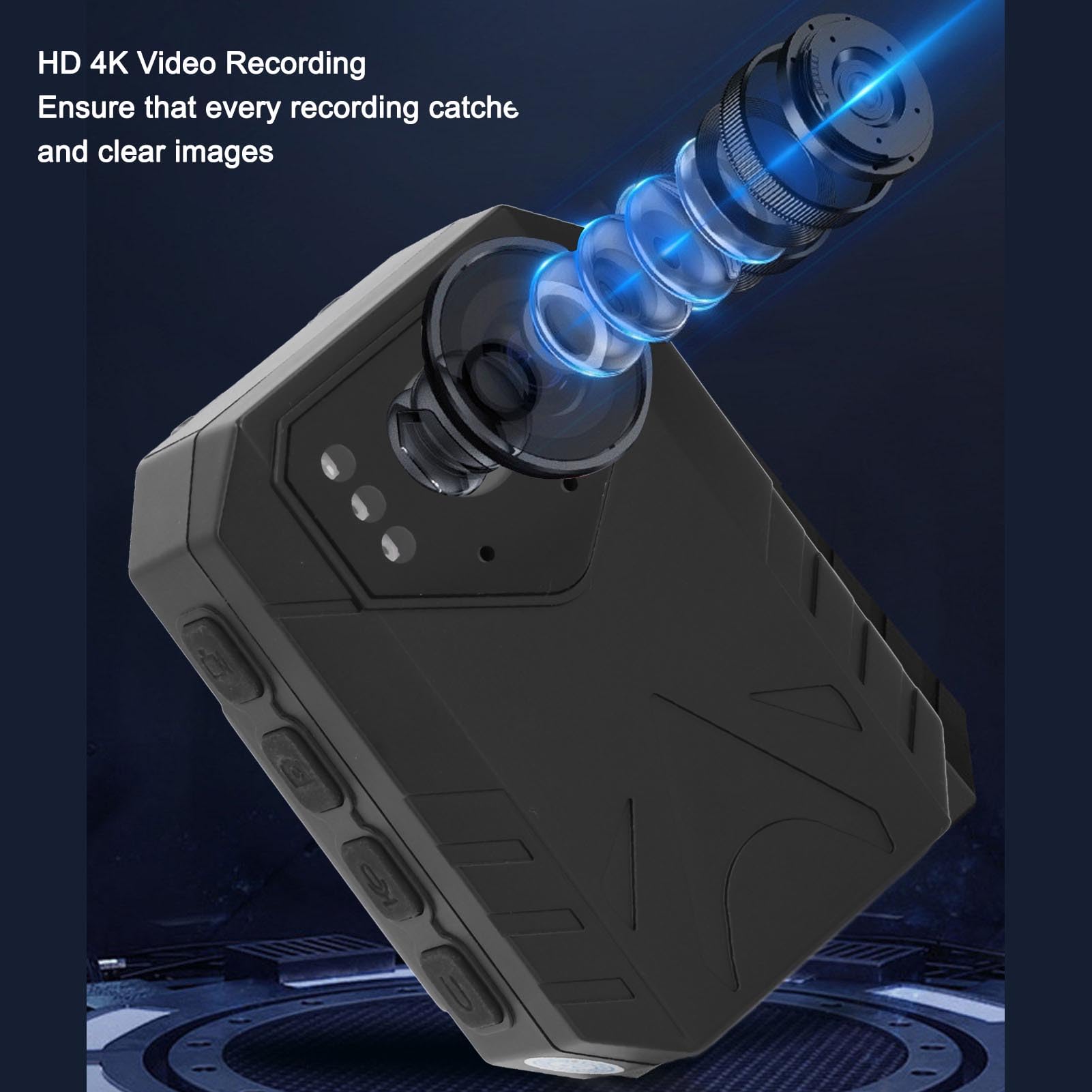 Mini Kamera Korpusowa z Rejestratorem Wideo HD 4K — 2-calowa Kolorowa Kamera Korpusowa z Noktowizorem i Detekcją Ruchu