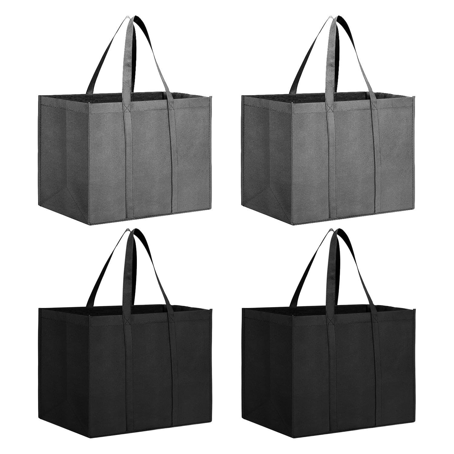 Ubsiuh Black 4 Pieces Of Simple Shopping Bags, Portable Shopping Bags, Large-Capacity Storage Bags, Reusable And Foldable Handbags.