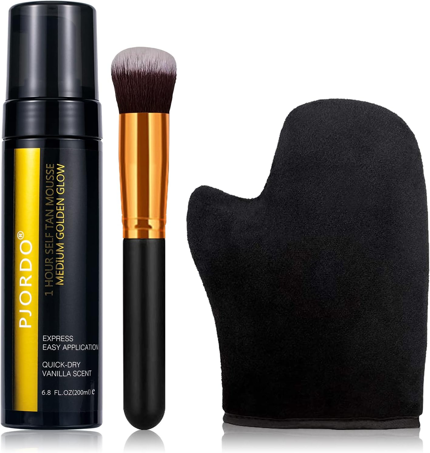 Pjordo Self Tanner Set, Self Tanner Mousse with Self Tanning Mitt and Self Tanner