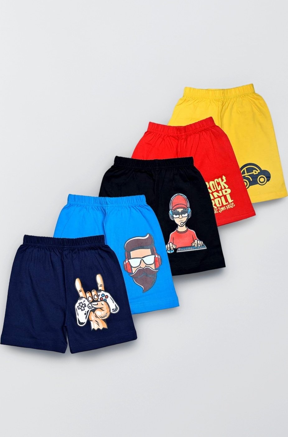 Boy's Printed Cotton Regular Fit Shorts(Pack of 5)