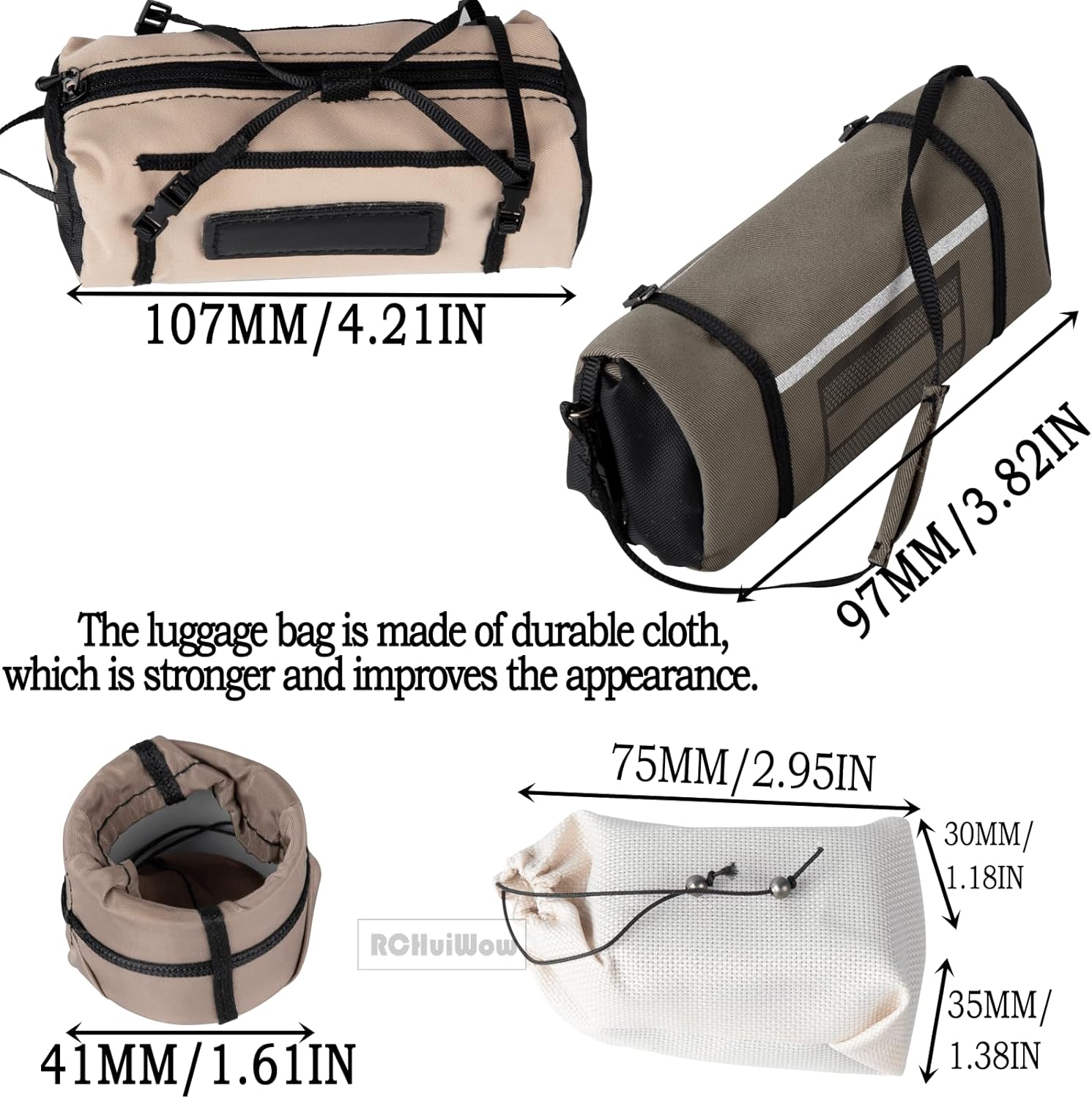 RC Crawler Simulation Decoration Upgrades Part for SCX10 TRX4 TRX6 Red cat,Shovel,Storage Bag,Antennas,Pot Bag,Monkey Pole,Oil Drum Set,Large outsourcing,ARB Bag,Suitcase,Tent,Black