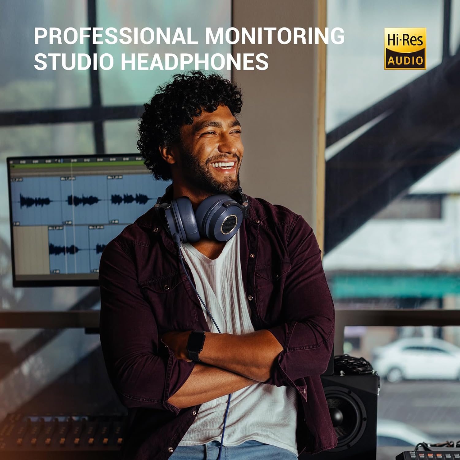 OneOdio Monitor 60 Professional Studio Headphones - Recording Wired Over Ear Headphones, Hi-Res Audio, Soft Comfortable Earmuffs, 6.35mm Adapter for Tracking Mixing DJ Mastering Broadcast-Navy Blue - Image 3