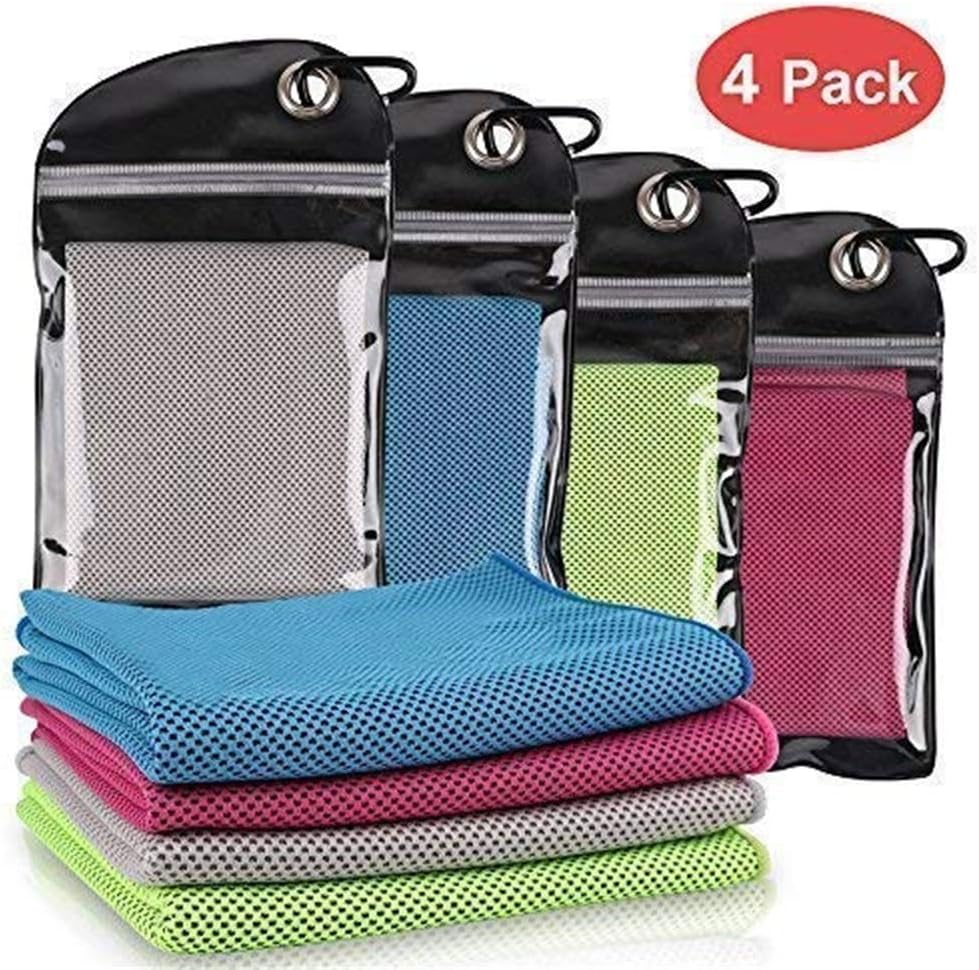 Hootracker Cooling Towel Ice Cold,40"x12",Quick Dry Fitness Towel for Instant Relief,Use as Cooling Bandana Scarf Stay Cool for Pilates,Travel,Camping,Golf,Hiking Outdoor Sports(4pcs)