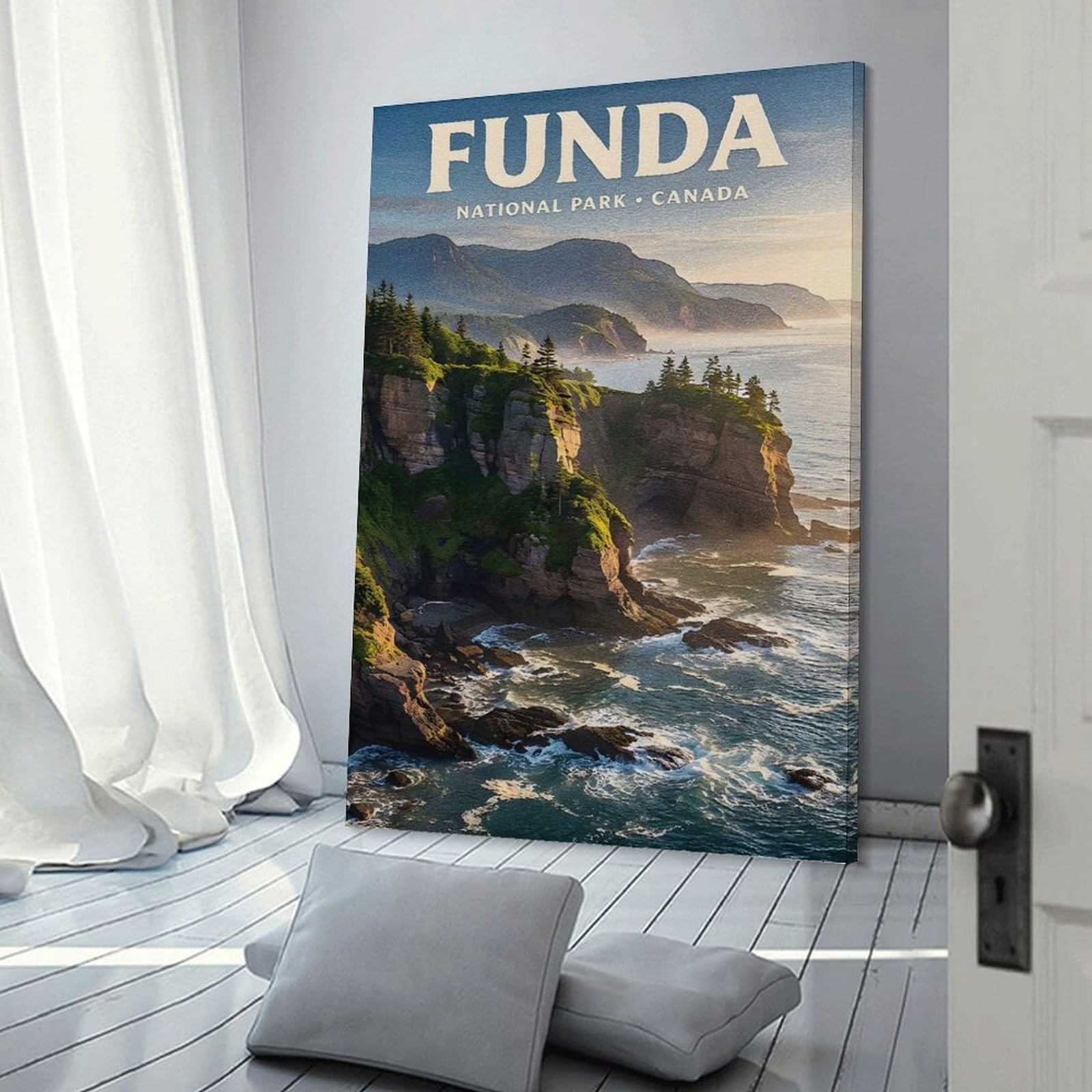 Junmoney Wall Art Print Fundy National Park Canada Coastal View, 16x24inch(40x60cm), for Hallway, Bedroom Or Modern Interiors, Thoughtful Wall Decor for Art Lovers