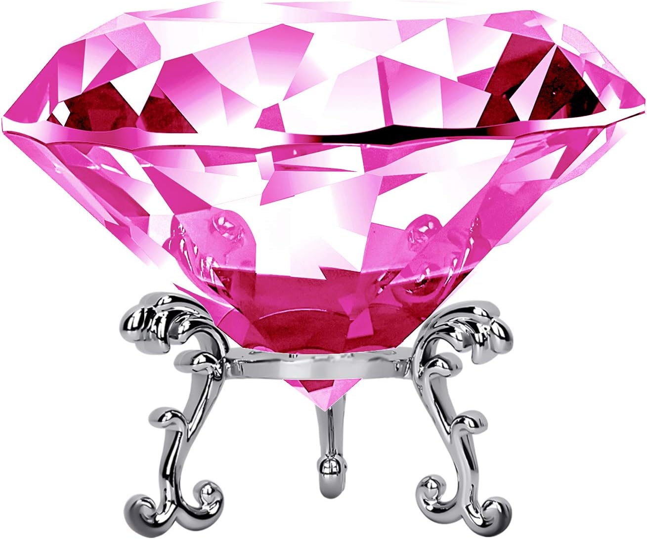 Adwikoso Large Crystal Diamond Paperweight with Stand Jewels Wedding Decorations Centerpieces Home Decor 3.15 inch (Z-Pink)