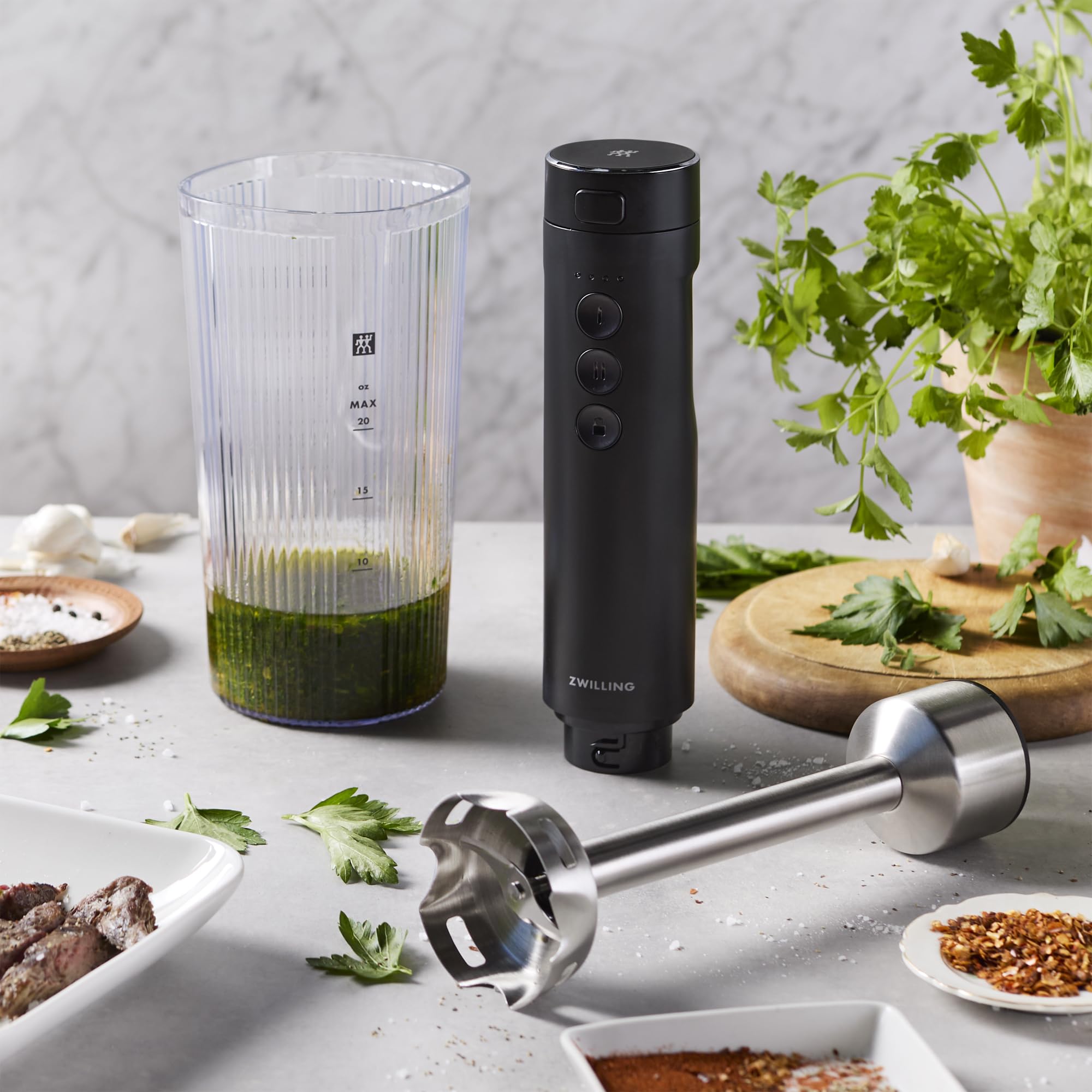ZWILLING XTEND bezprzewodowy blender ręczny, pojedynczy produkt bez akumulatora, silnik BLDC, 110 W, w zestawie kubek do miksowania, czarny