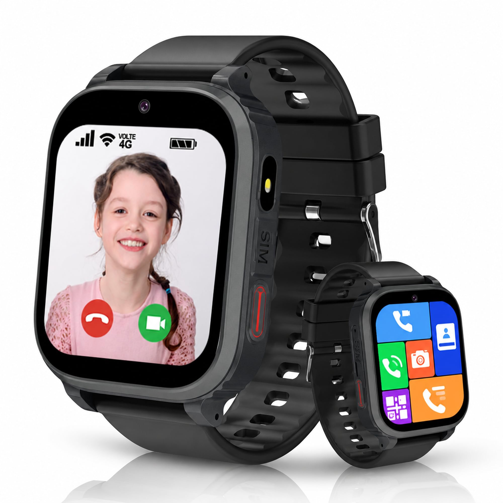 4G Smartwatch Kinder mit GPS und Telefon, Kinder Smartwatch Kinderuhr mit Anruffunktion Videoanrufe Telefonuhr Schulmodus IP68 Wasserdicht SOS Chat Spiel Wecker Geschenk für Jungen Mädchen Student