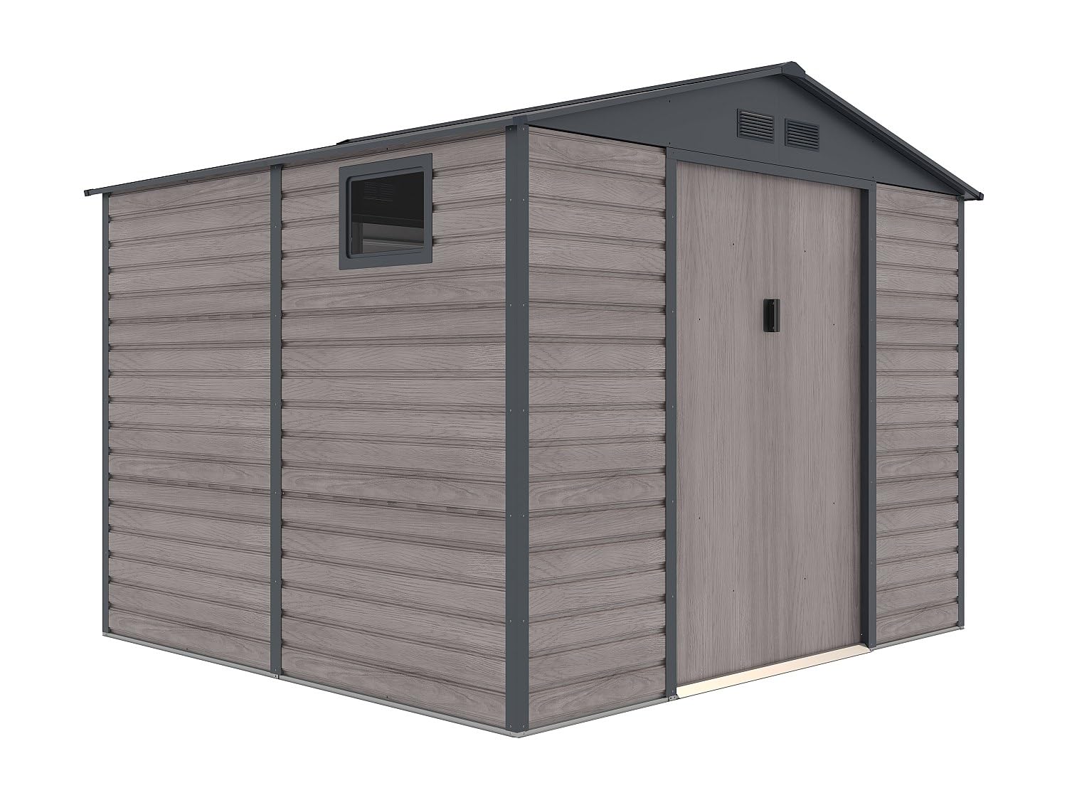 Venta-Unica - Caseta de jardÌn Metal de Acero galvanizado Efecto Madera Gris 7,17 m≤ - ADELMO