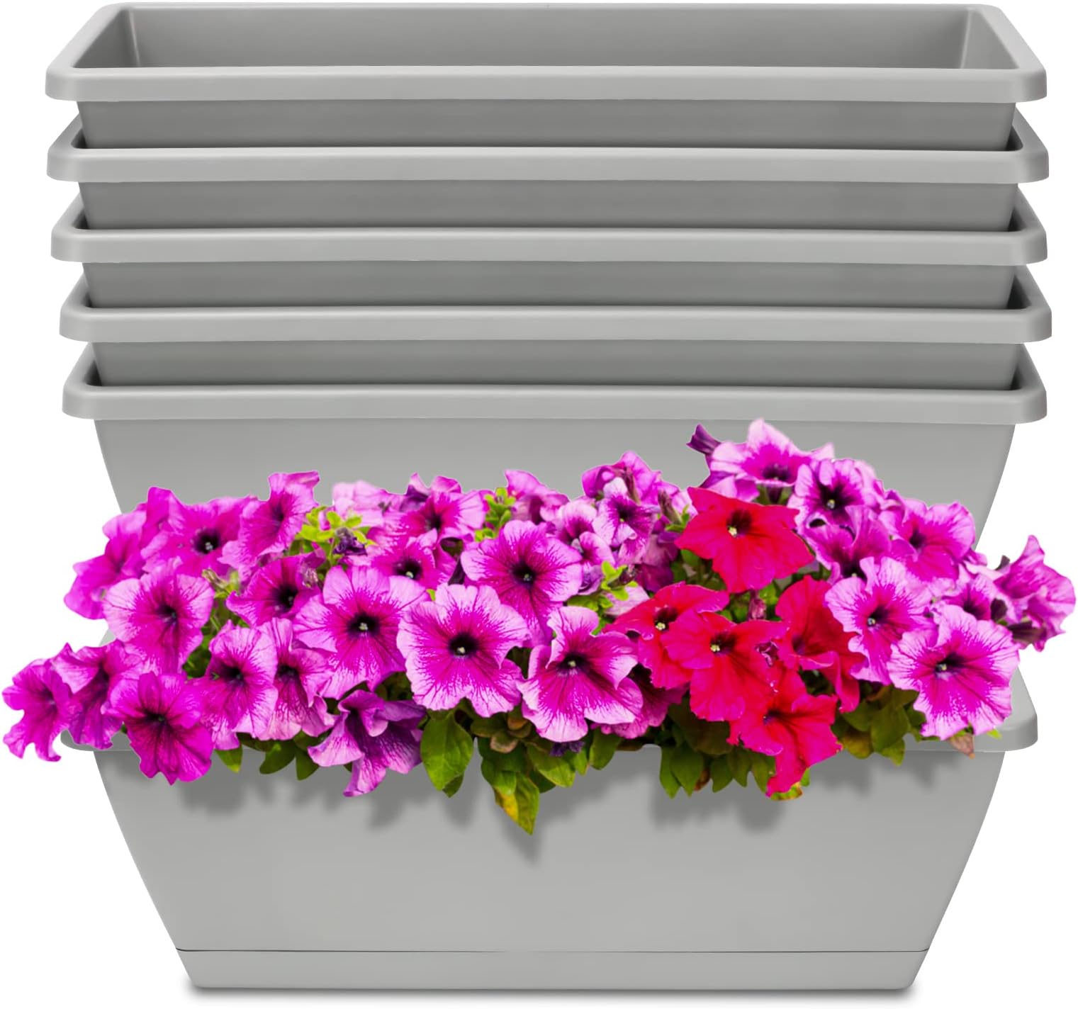 OSMOFUZE Window Box Planter, 6 Packs 17 Inches Rectangle