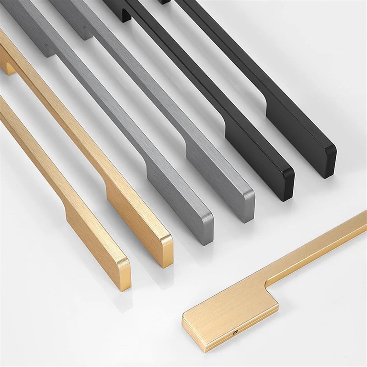 HASMI Cabinet and Drawer Knobs Modern Cupboard Wardrobe Dresser Pulls Furniture Hardware Door Handles 96-416mm 1Pcs (Color : Black-128mm Size as Shown in Figure 2)