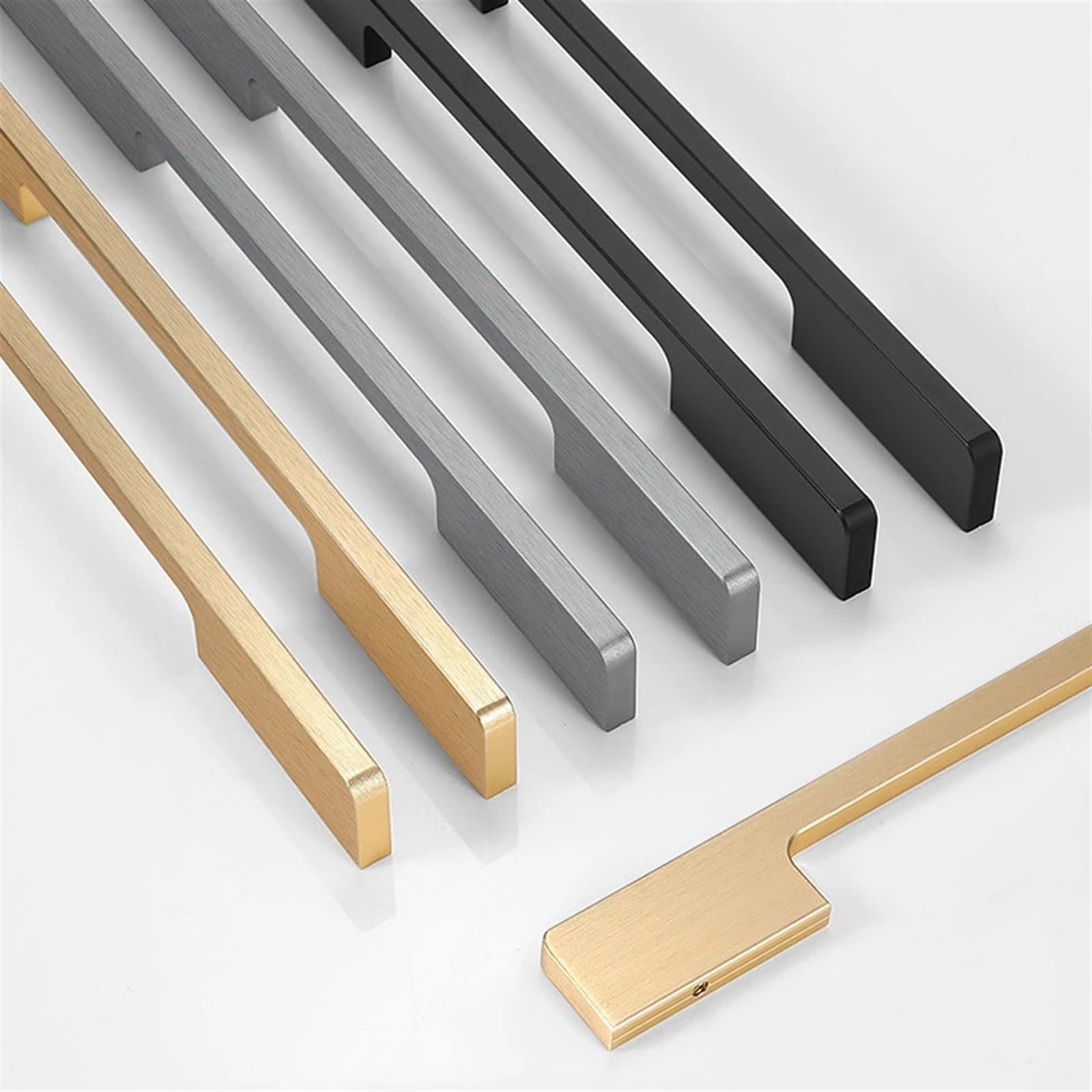 Armoire moderne poignées de meubles NALsa en gris 128mm pour tiroir de cuisine