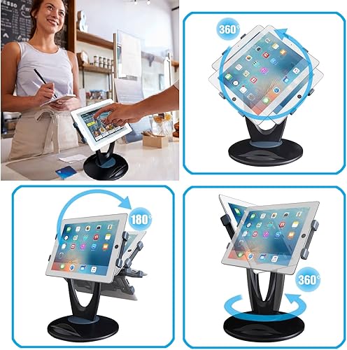 Miniatura 2 de Soporte grande para iPad POS, soporte giratorio de 360, base giratoria para quiosco minorista, tienda de registro, oficina, escaparate, recepción,