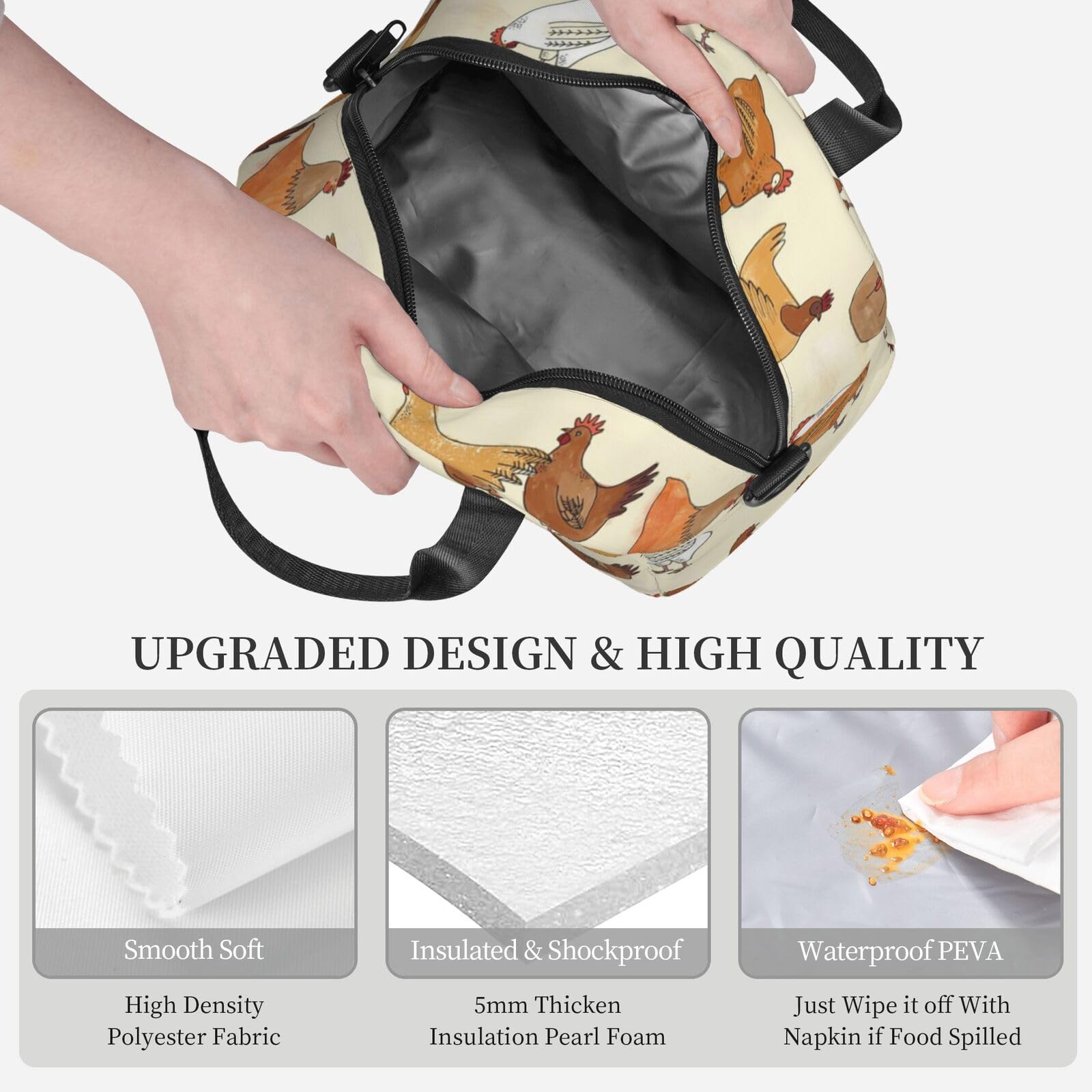 Borsa termica per il pranzo a forma di pollo, riutilizzabile, per