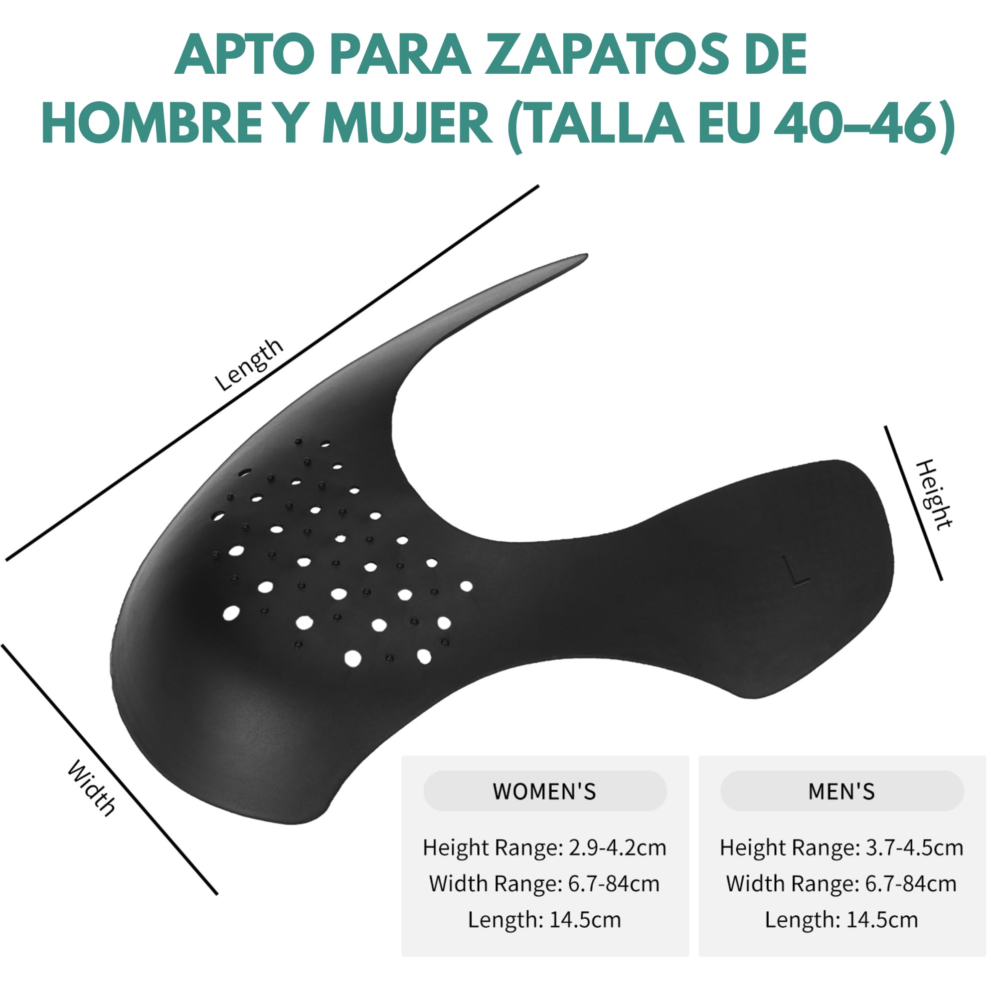 5 Pares Escudo de Zapatos Unisex EU 40-46, Protectores para Zapatillas de Deporte, Arrugas de Zapatos Antiarrugas, Prevenga Hendidura del Pliegue del Calzado Deportivo, negro