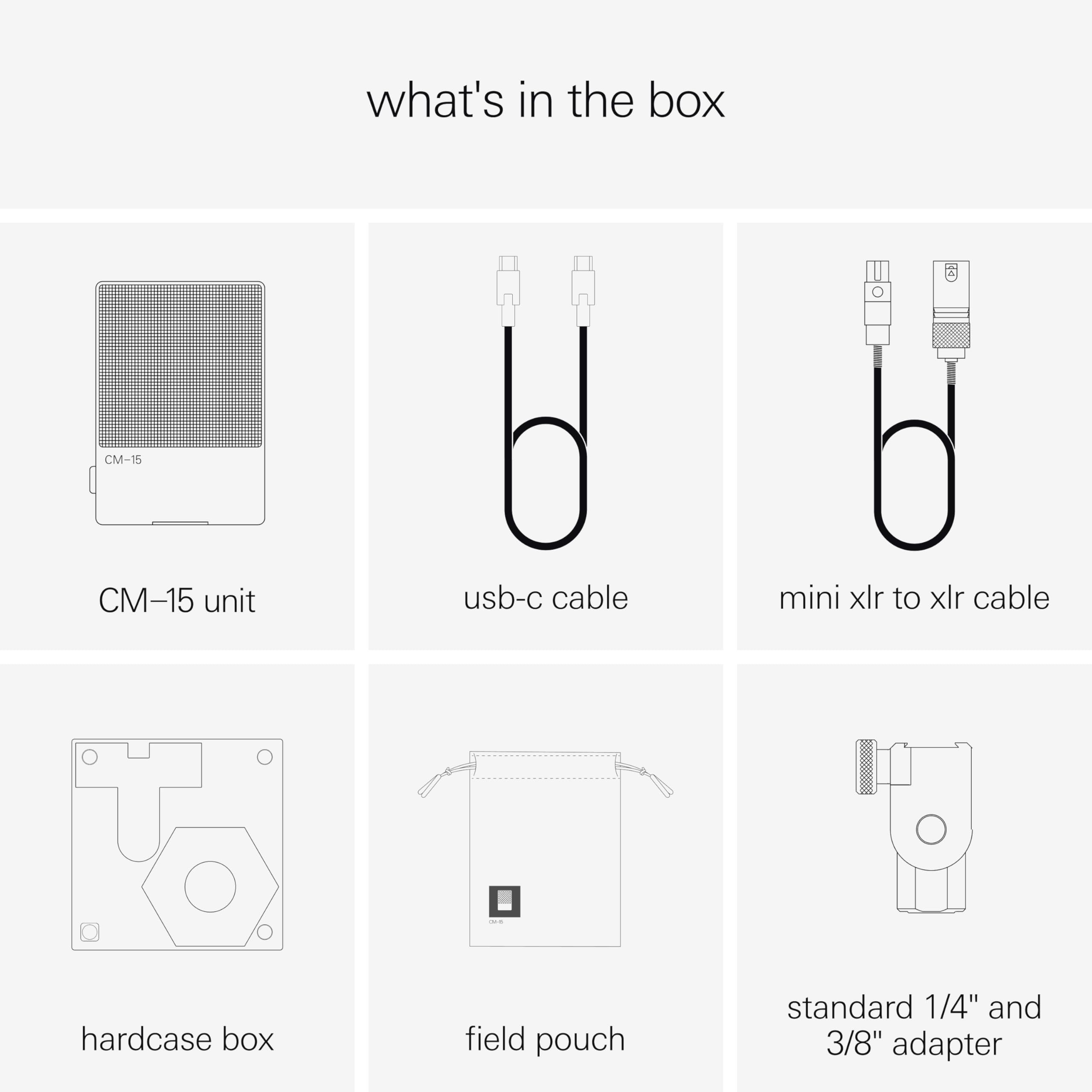 Teenage Engineering CM-15 Tragbares Studio-Kondensatormikrofon mit USB-C Audio und Laden, 3,5 mm Mini Jack Line Out, 48 V Phantom Mini XLR, 10 Stunden wiederaufladbarer Akku und Verstärkungsschalter