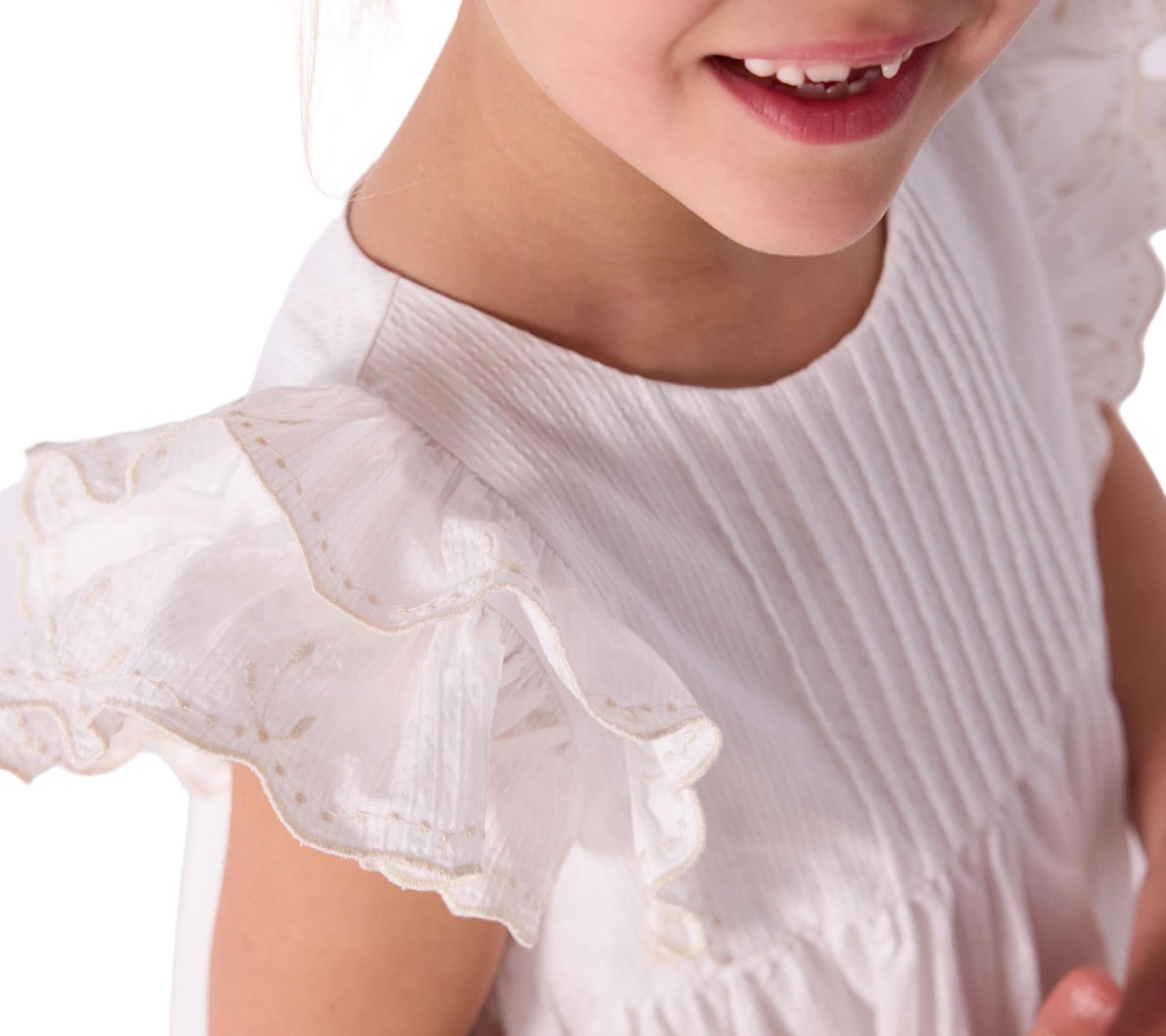 Petit Bateau Abito Bambino in Cotone Manica Corta Tinta Unita, Schiuma, 4 Anni