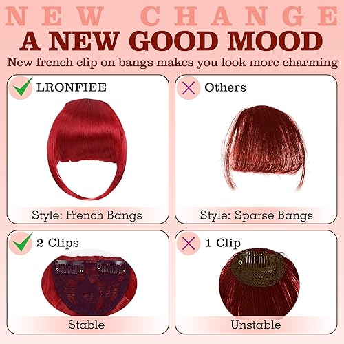 Miniatura 2 de LRONFIEE Flequillo con clip para el cabello, extensiones de flequillo francés, cabello humano curvo natural, fleco con flecos, flecos, fleco falso