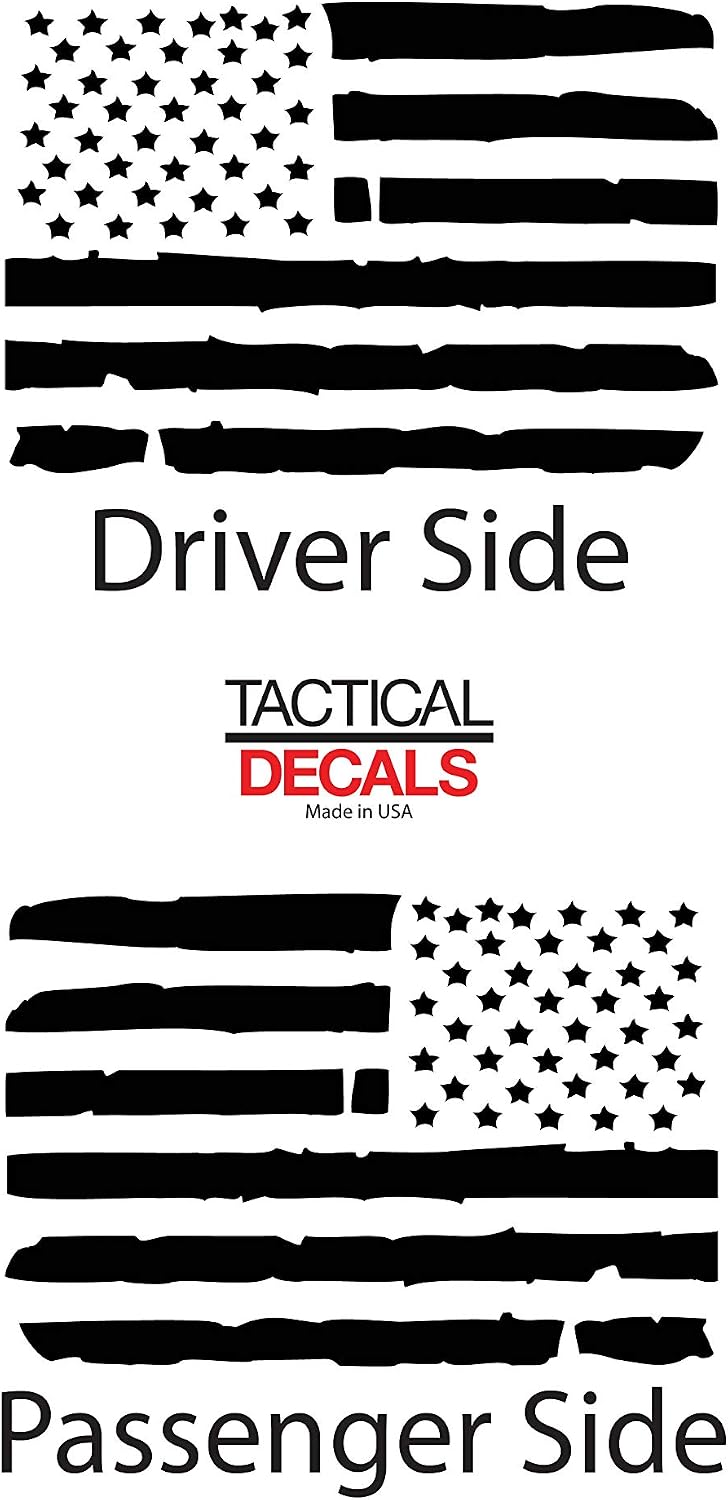 Distressed USA Flag Decals For 1997-2006 Jeep Wrangler TJ 2 Door only - Hardtop Windows - Custom Design QR3-TJ1.A