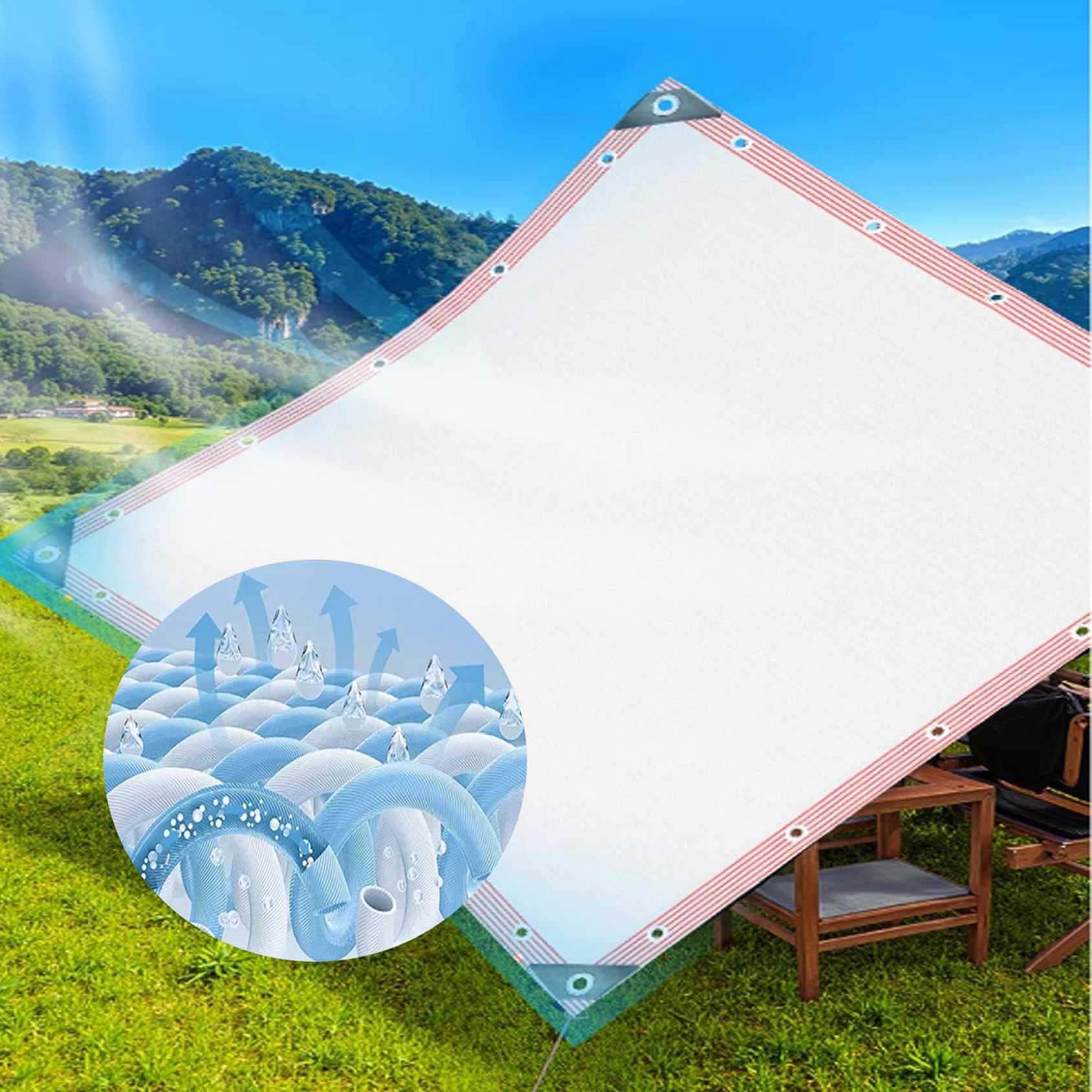 Telo Ombreggiante Esterno Bianco Traspirante Giardino Rete Con Occhielli,Telo parasole per serra Protezione Solare per Pergolato,Terrazza Balcone,Casa