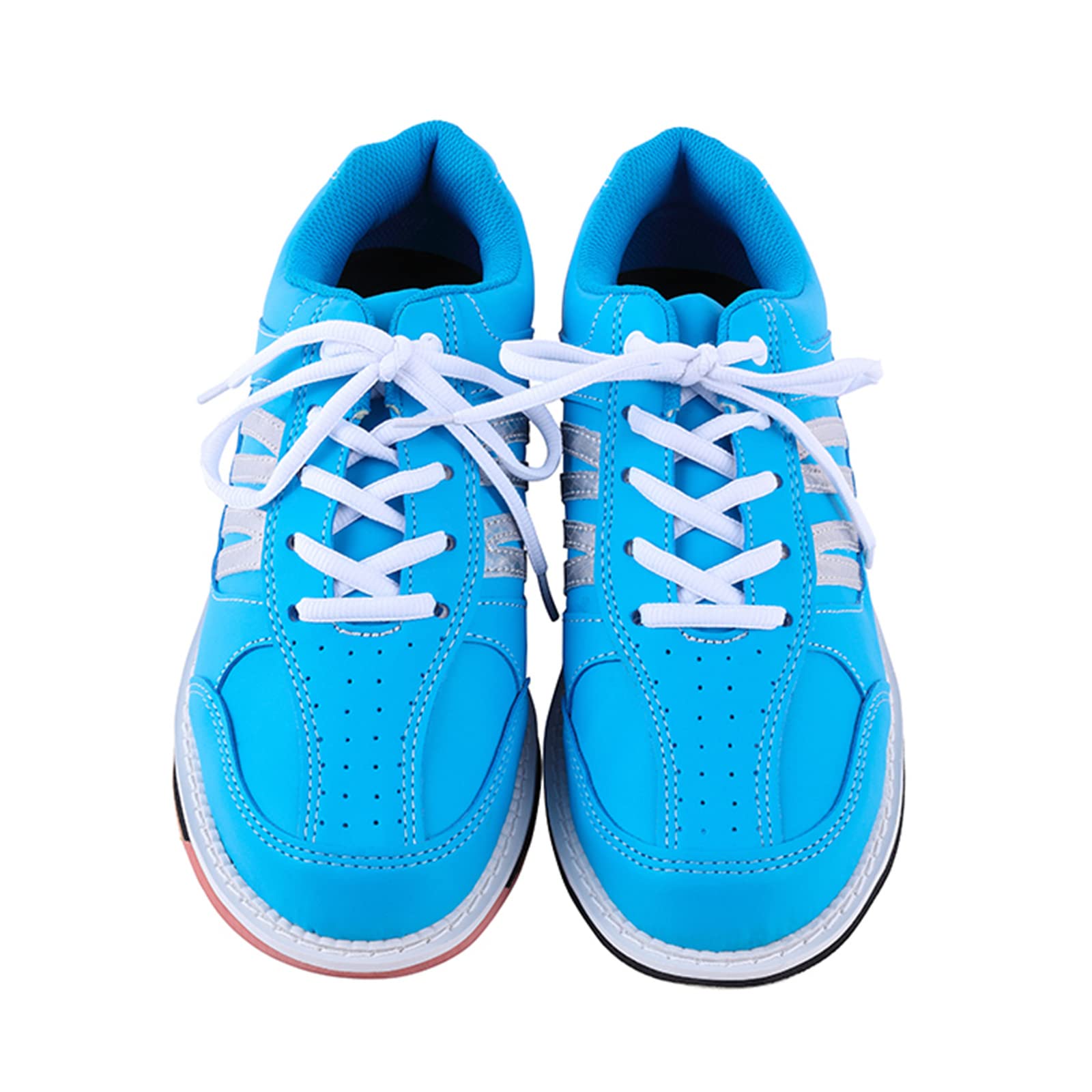 Bowlingschuhe Für Herren Modisch Sportlich Weiches Leder Atmungsaktiv Schnürpuffer Runder Kopf,Blau,44 EU
