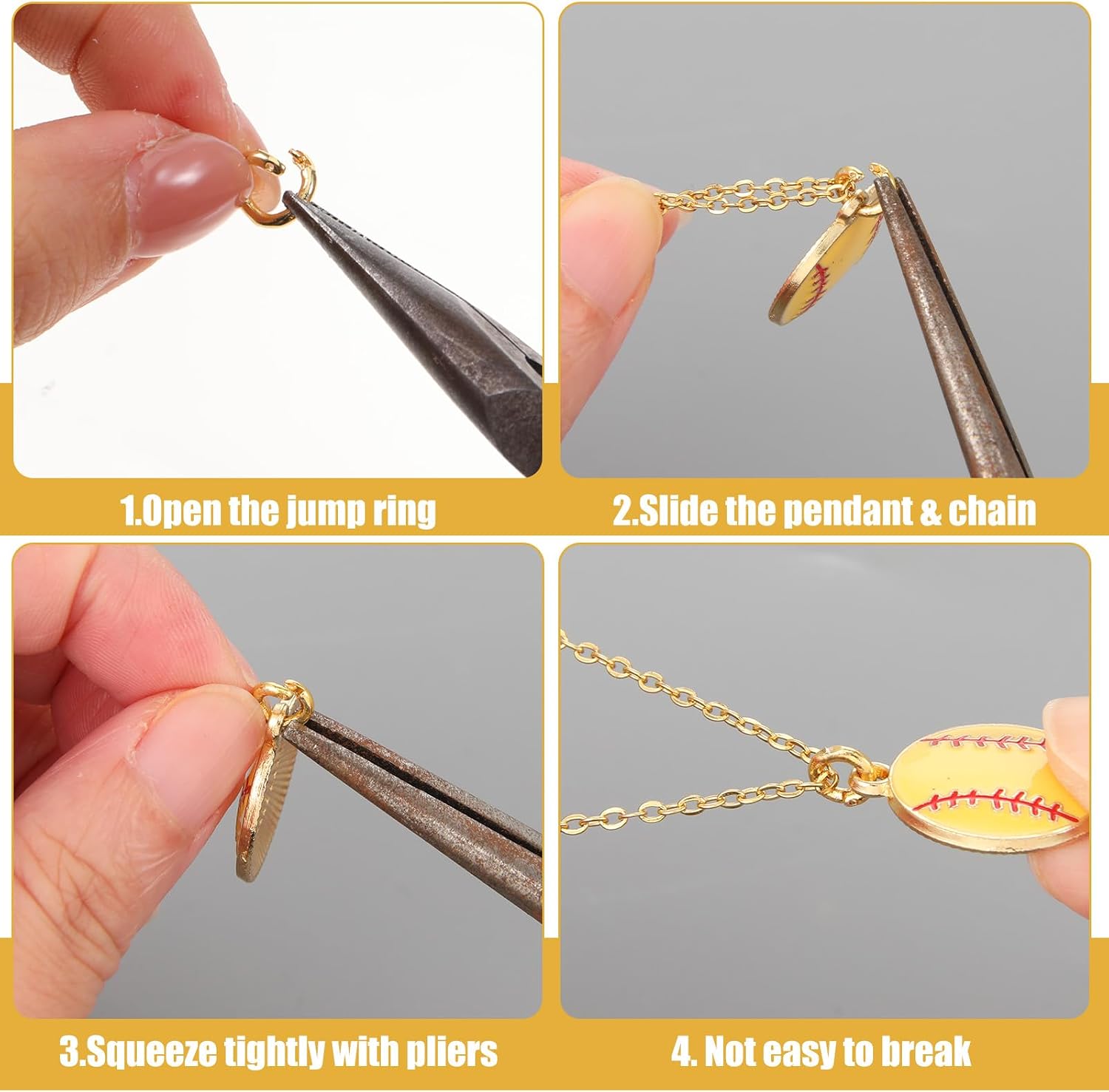 Amaxiu 60pcs Locking Jump Rings, 5.5mm/7.5mm Open Connector(Gold+Silver)