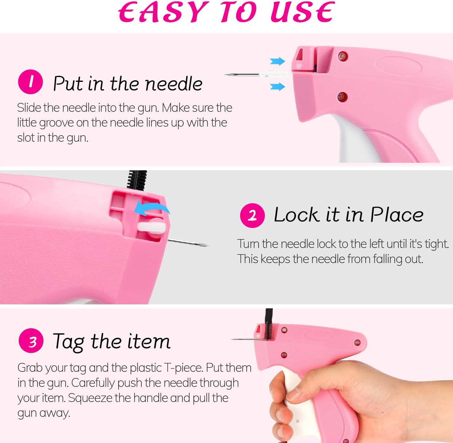 Stitch Gun for Clothes Comes with 6 Fine Needles, 3000 Pcs Micro Fasteners(1500 White & 1500 Black),Stitch Gun Speedy Clothing Fixer, Quick Clothing Fixer - Image 5