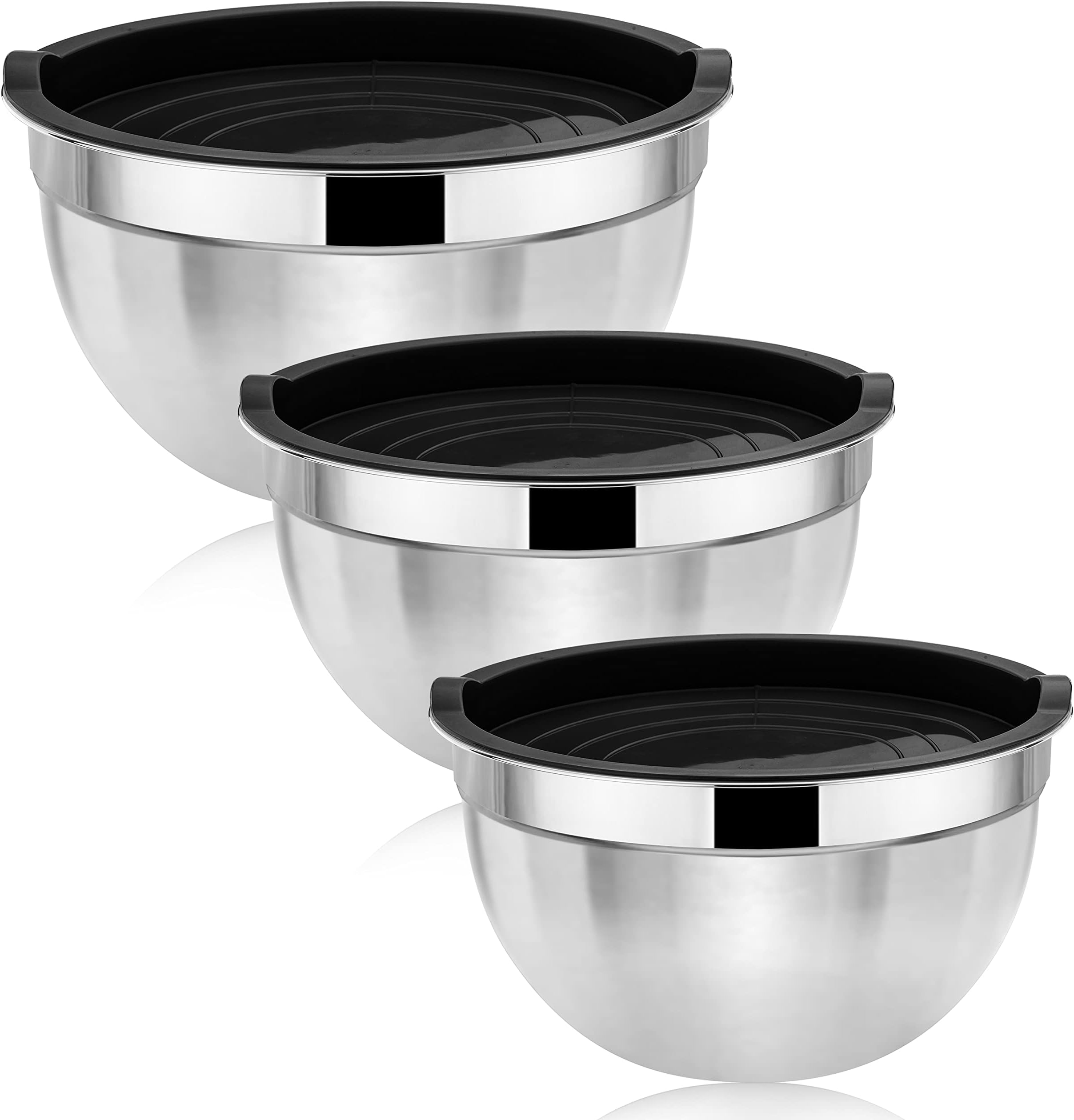Herogo Mixing Bowls with Airtight Lids, 3Piece Stainless Steel Nesting
